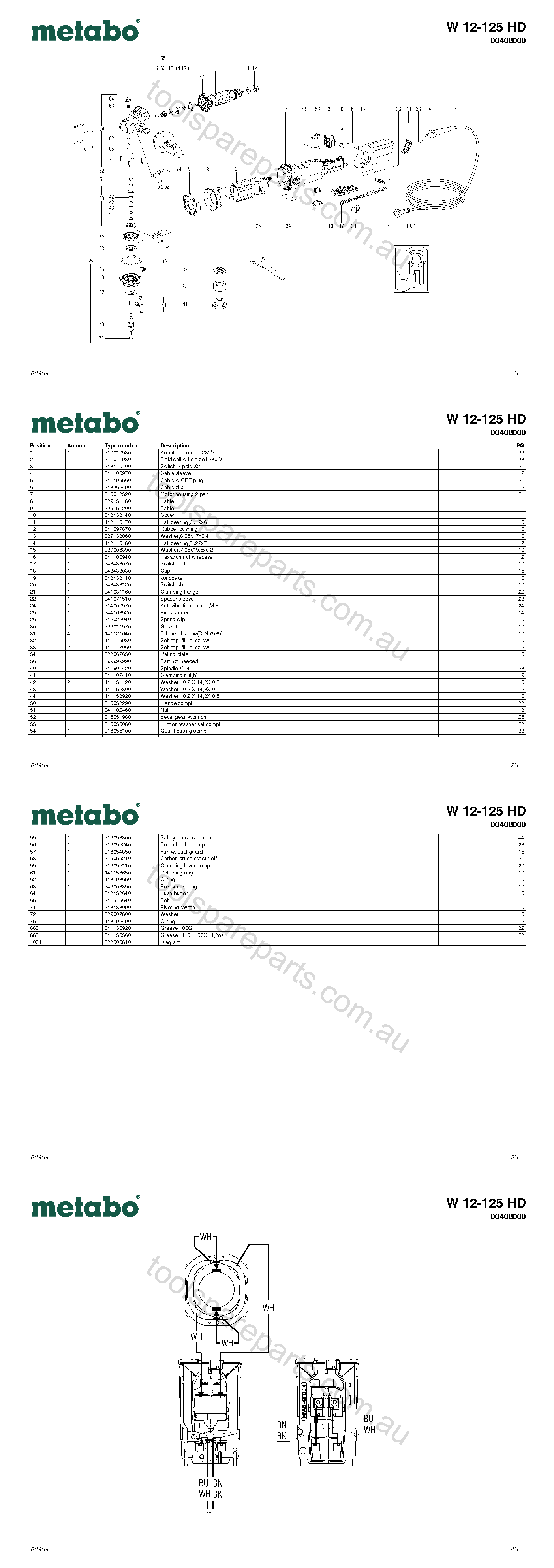 Metabo W 12-125 HD 00408000  Diagram 1