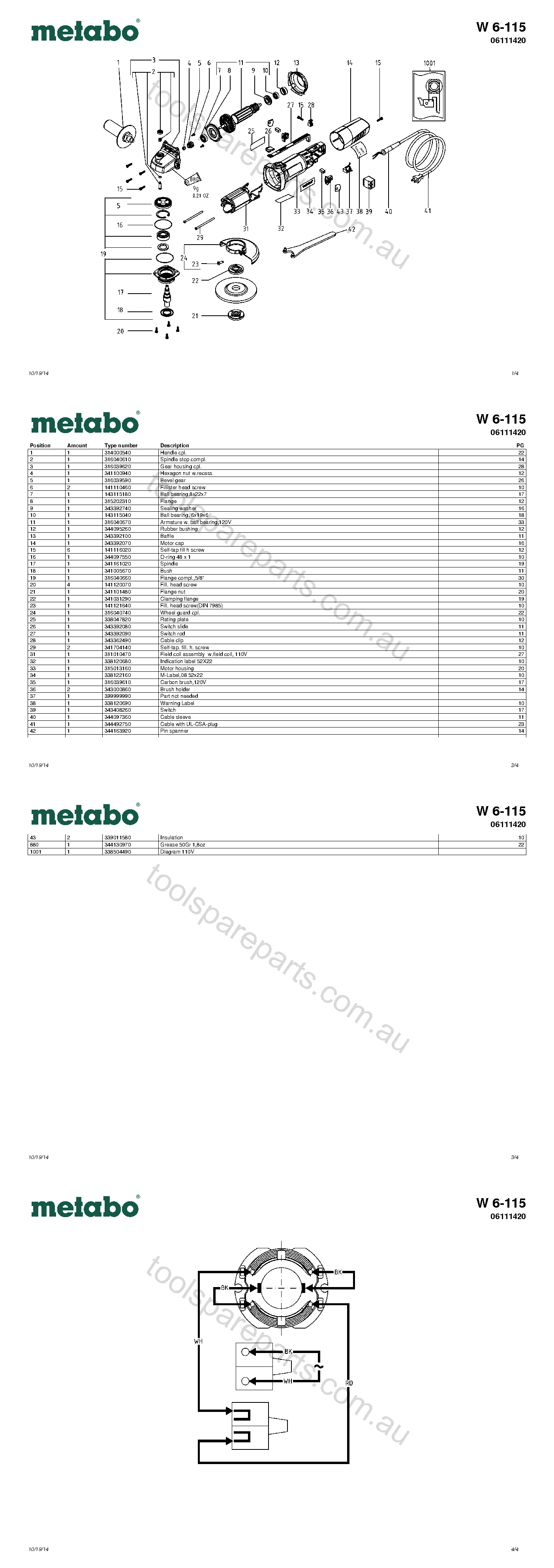 Metabo W 6-115 06111420  Diagram 1