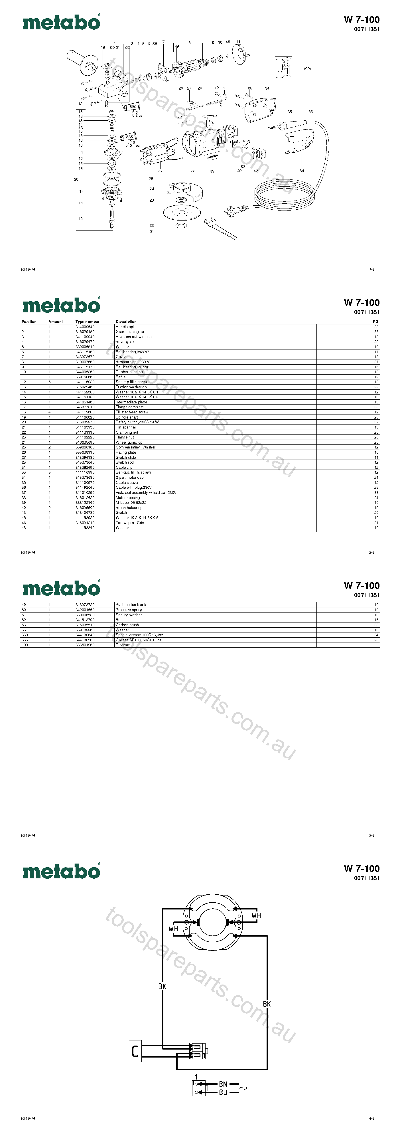 Metabo W 7-100 00711381  Diagram 1