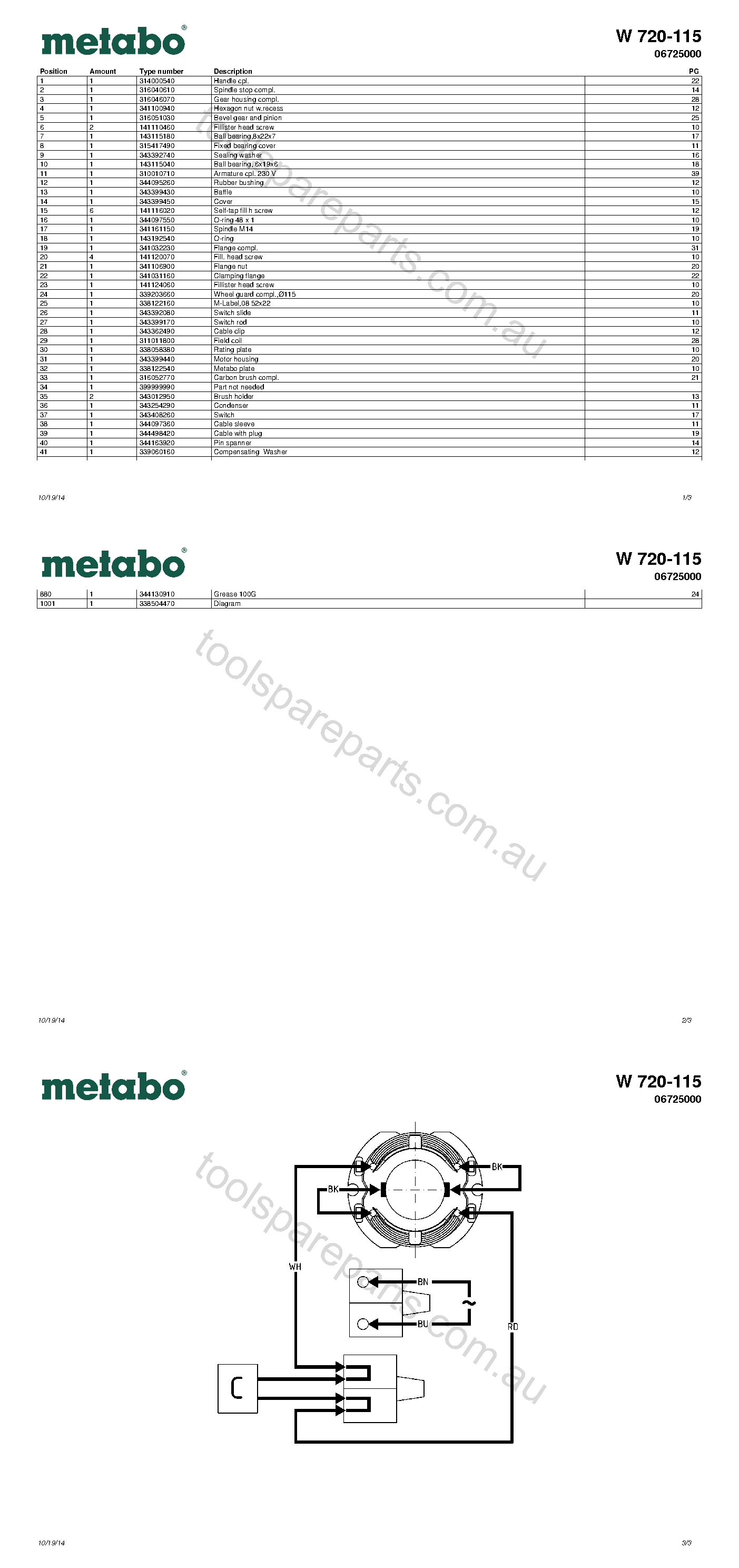 Metabo W 720-115 06725000  Diagram 1
