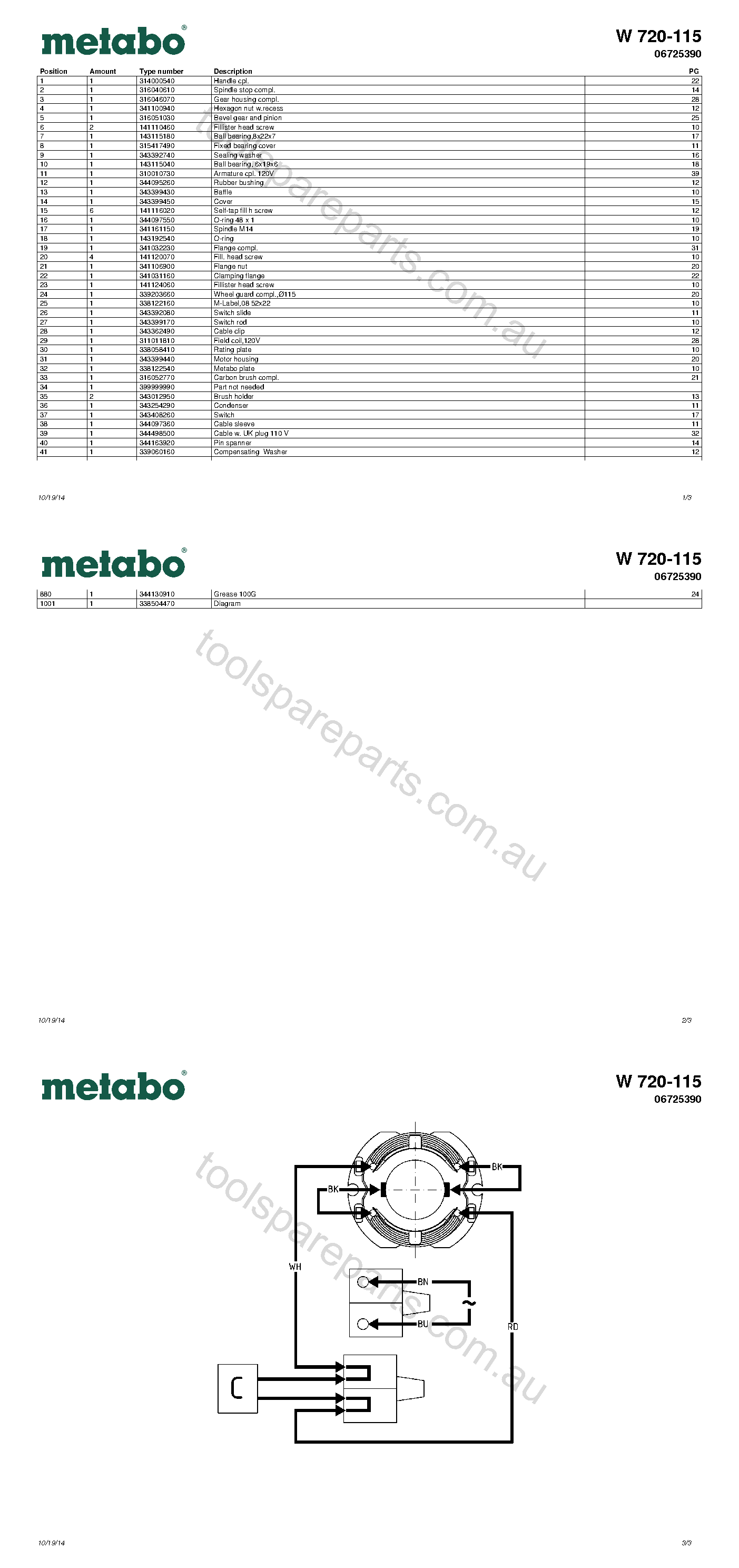 Metabo W 720-115 06725390  Diagram 1