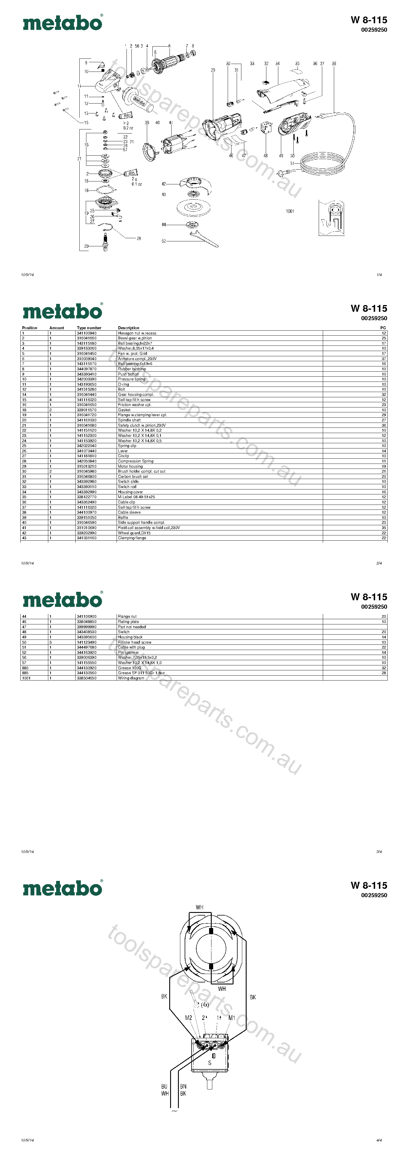 Metabo W 8-115 00259250  Diagram 1
