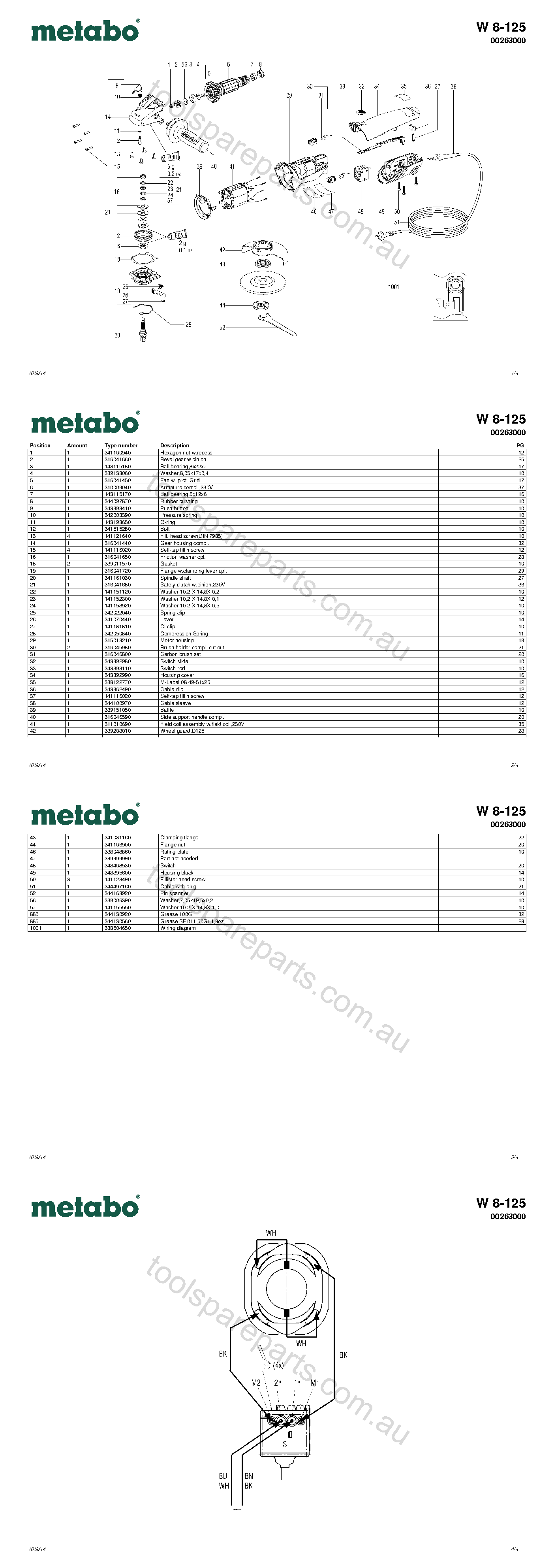Metabo W 8-125 00263000  Diagram 1