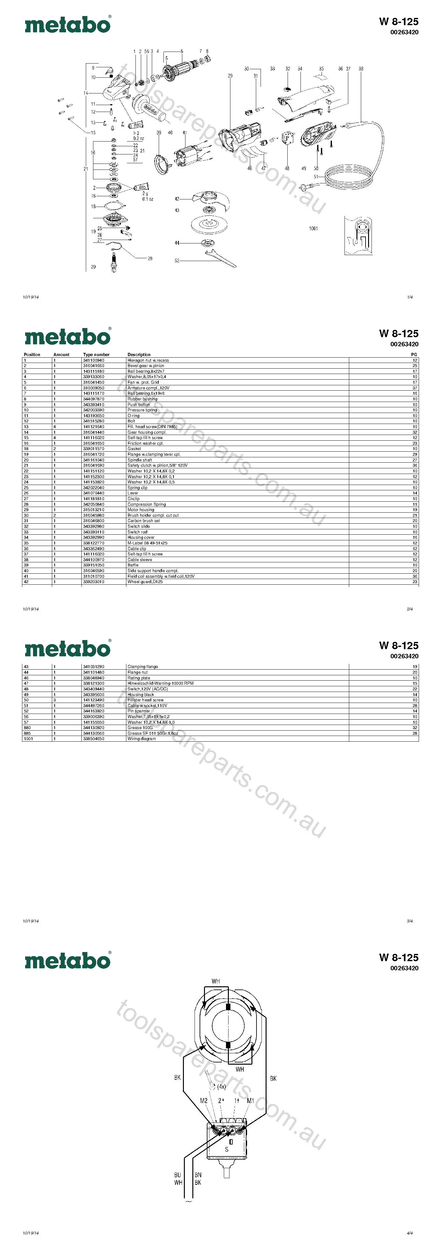 Metabo W 8-125 00263420  Diagram 1