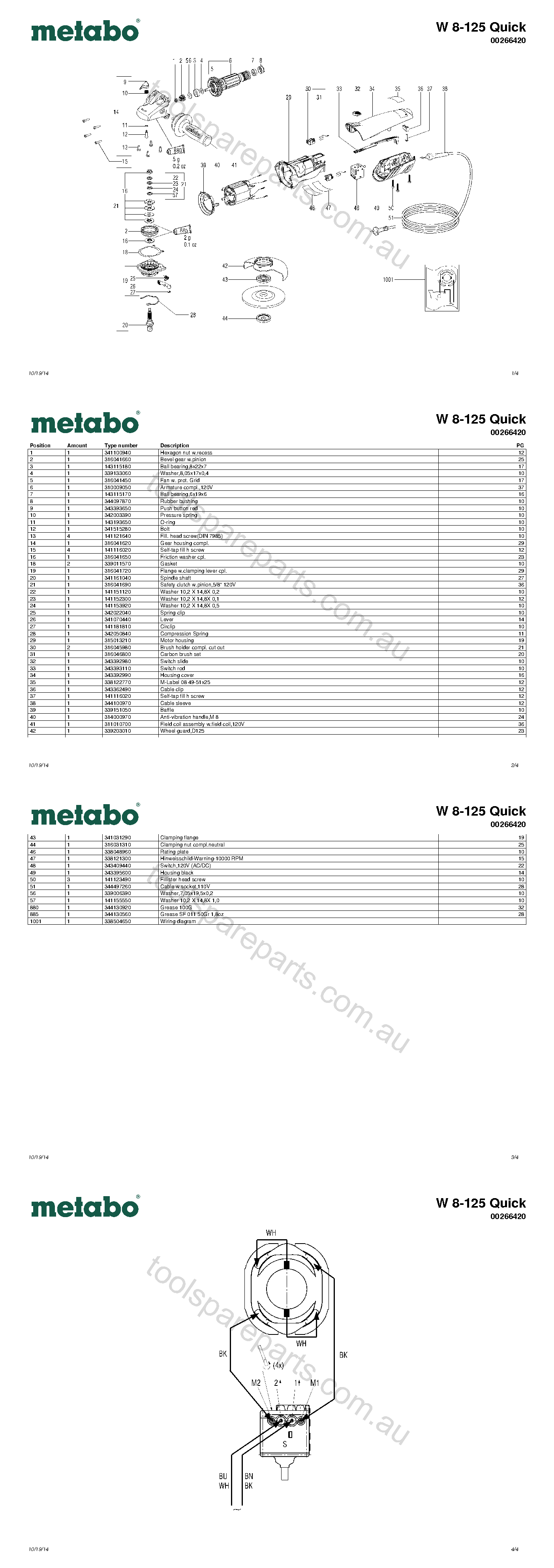 Metabo W 8-125 Quick 00266420  Diagram 1