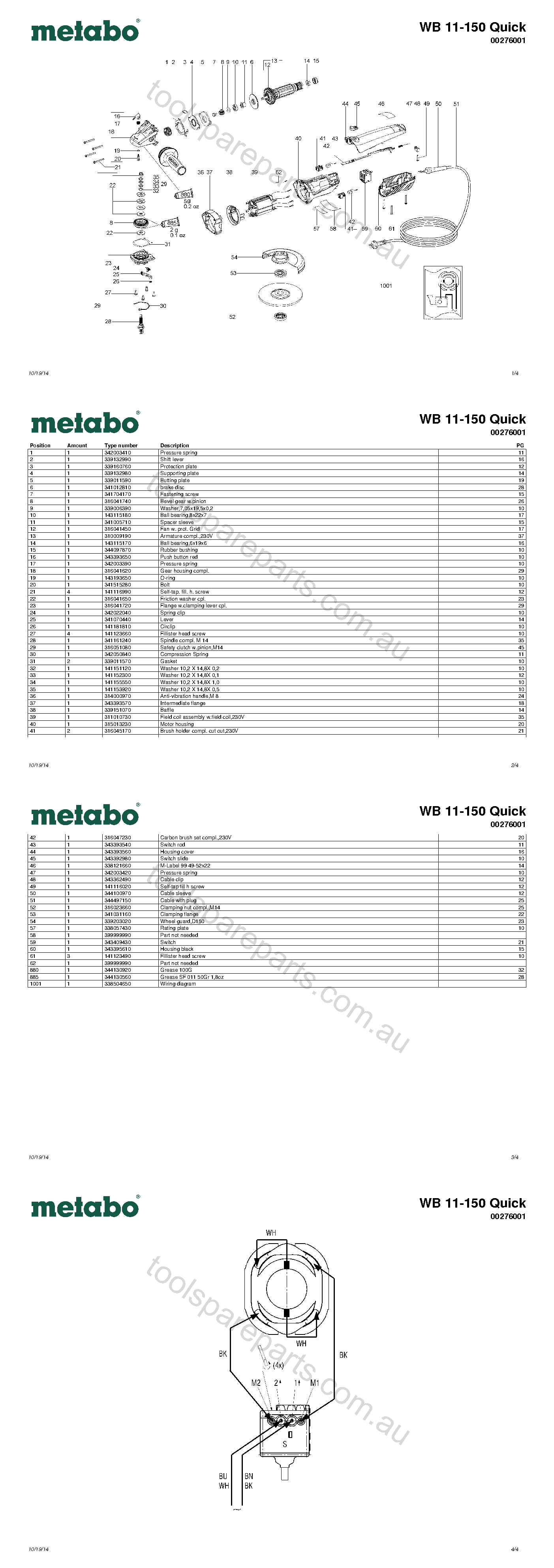 Metabo WB 11-150 Quick 00276001  Diagram 1