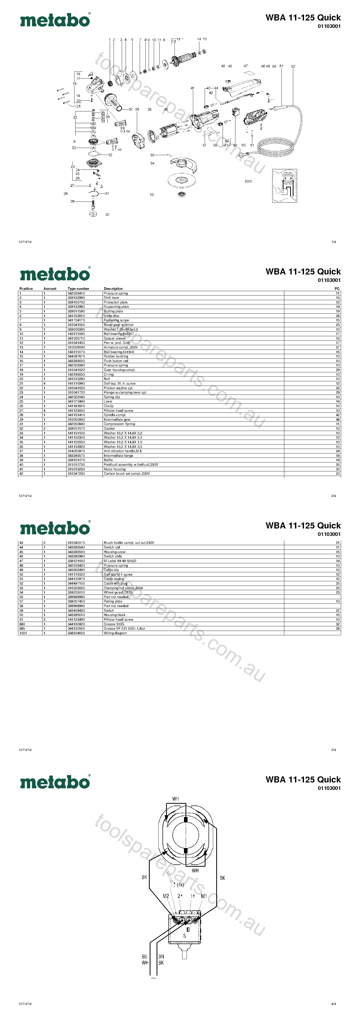 Metabo WBA 11-125 Quick 01103001  Diagram 1