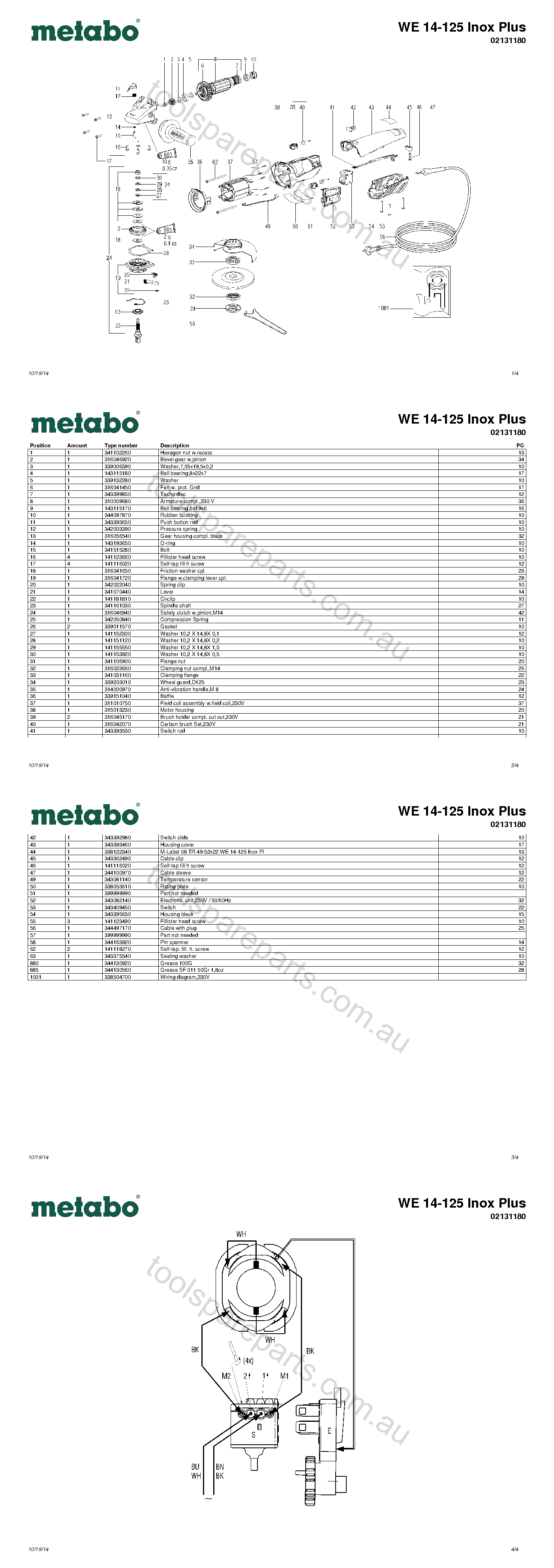Metabo WE 14-125 Inox Plus 02131180  Diagram 1