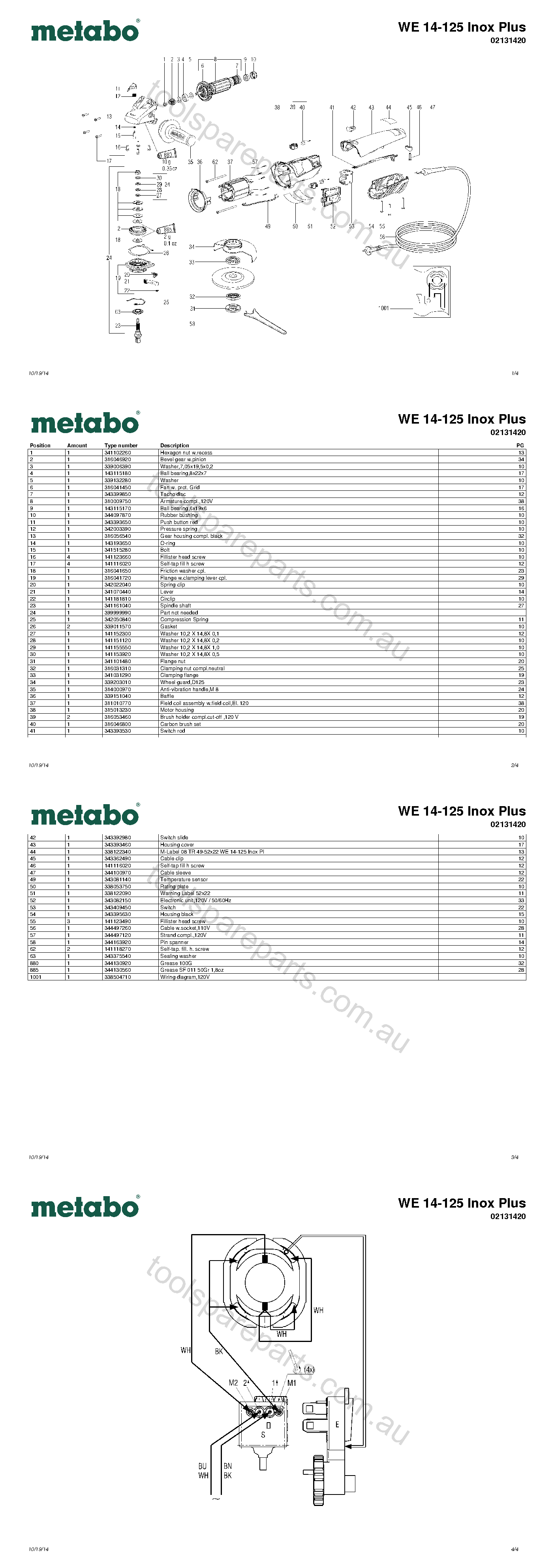 Metabo WE 14-125 Inox Plus 02131420  Diagram 1