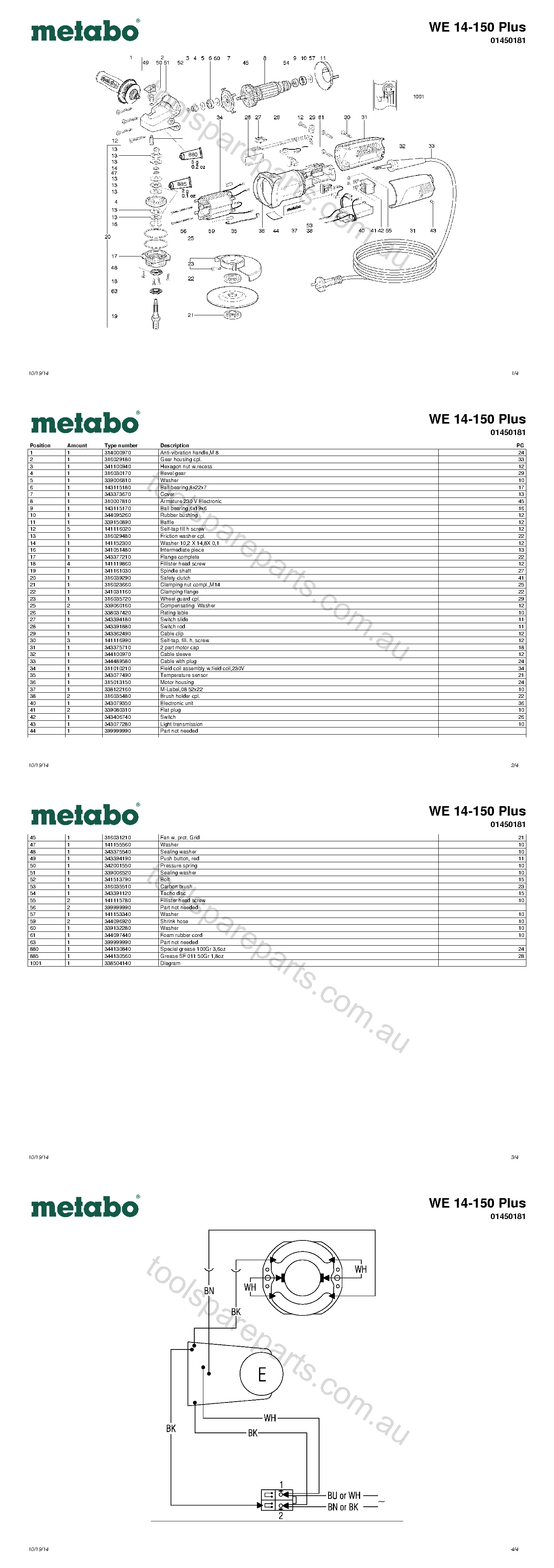 Metabo WE 14-150 Plus 01450181  Diagram 1