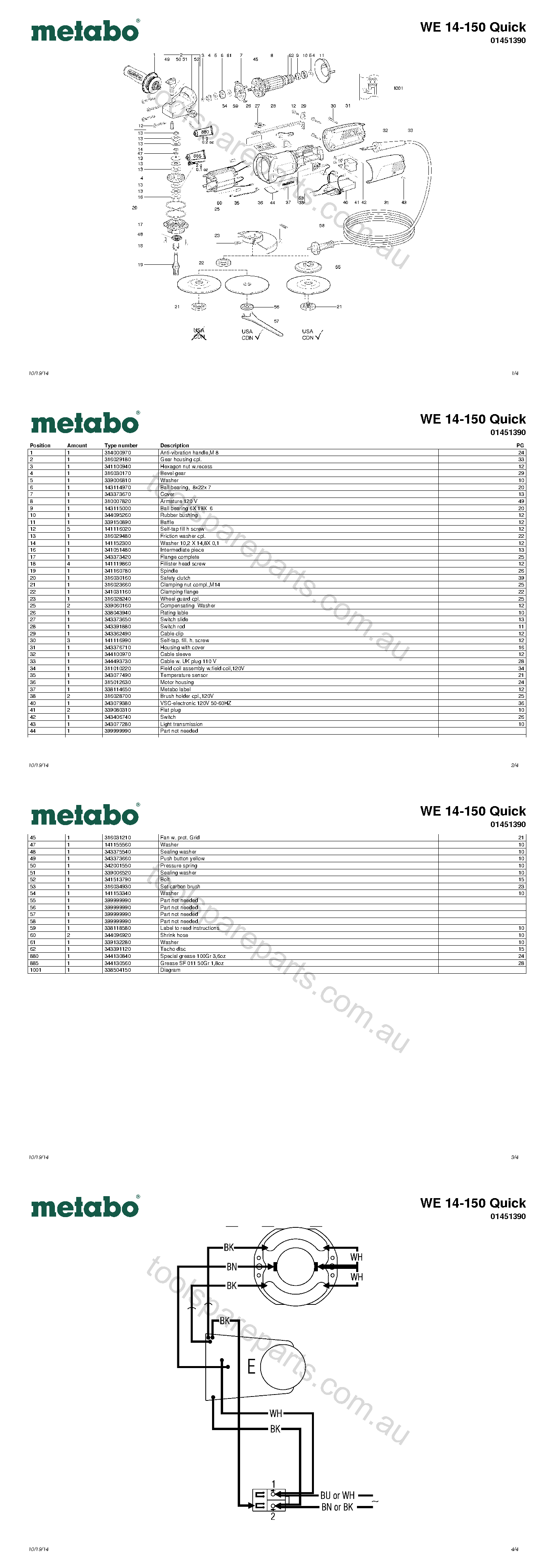 Metabo WE 14-150 Quick 01451390  Diagram 1