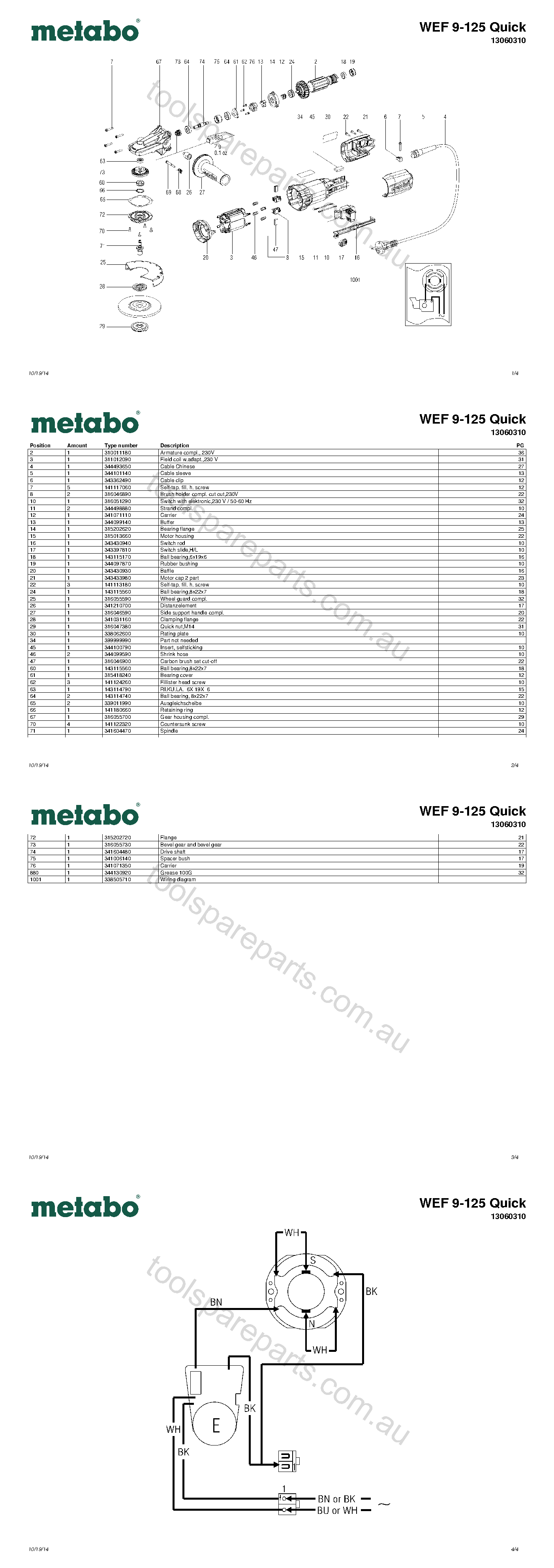 Metabo WEF 9-125 Quick 13060310  Diagram 1