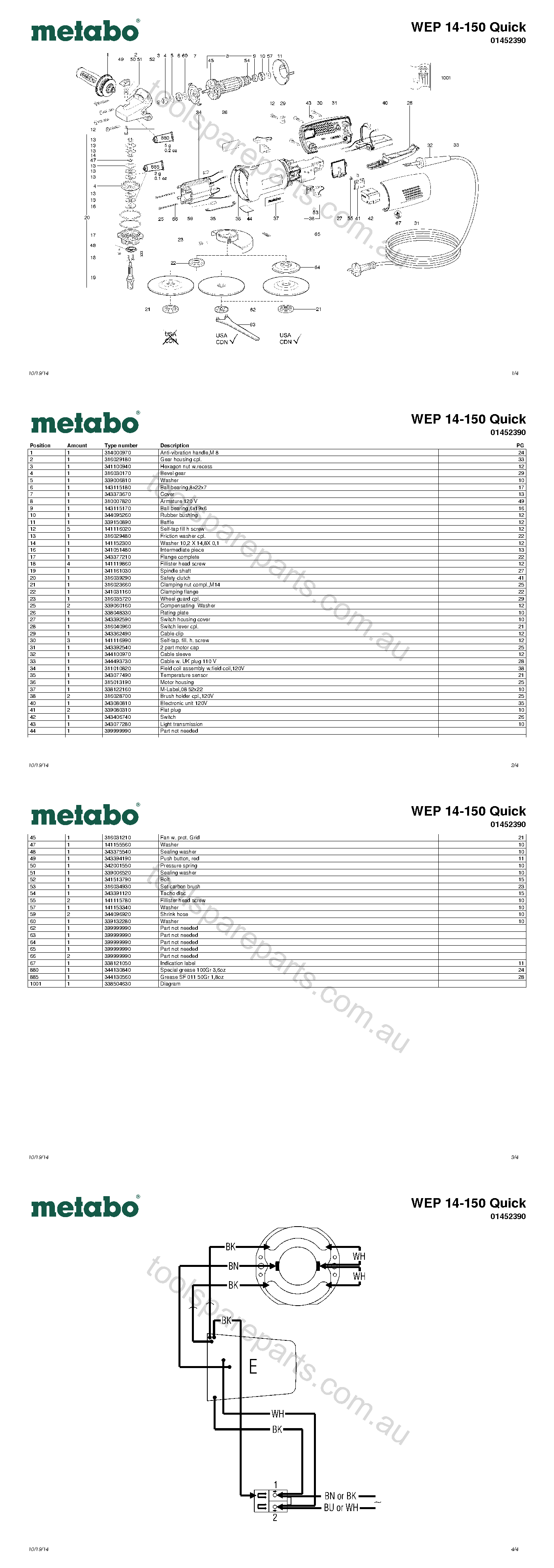 Metabo WEP 14-150 Quick 01452390  Diagram 1