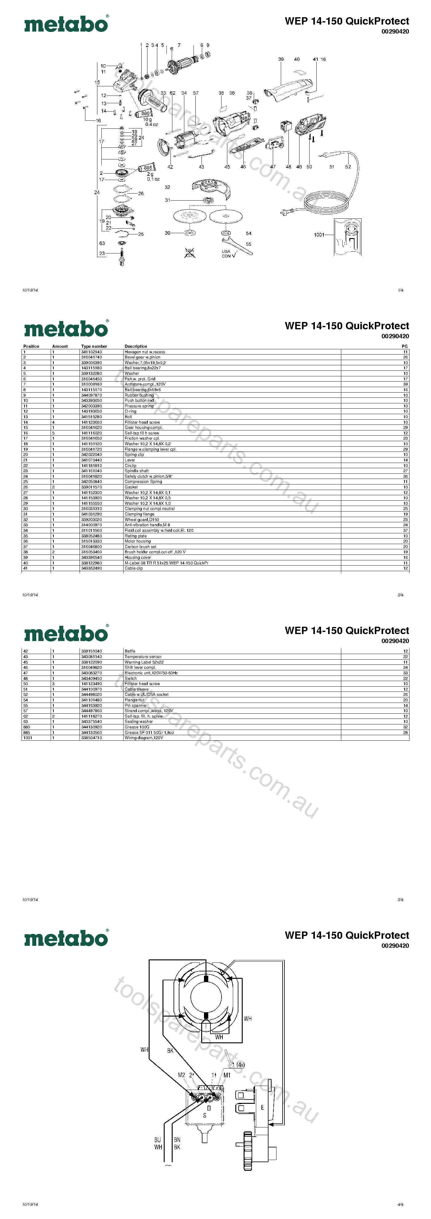 Metabo WEP 14-150 QuickProtect 00290420  Diagram 1