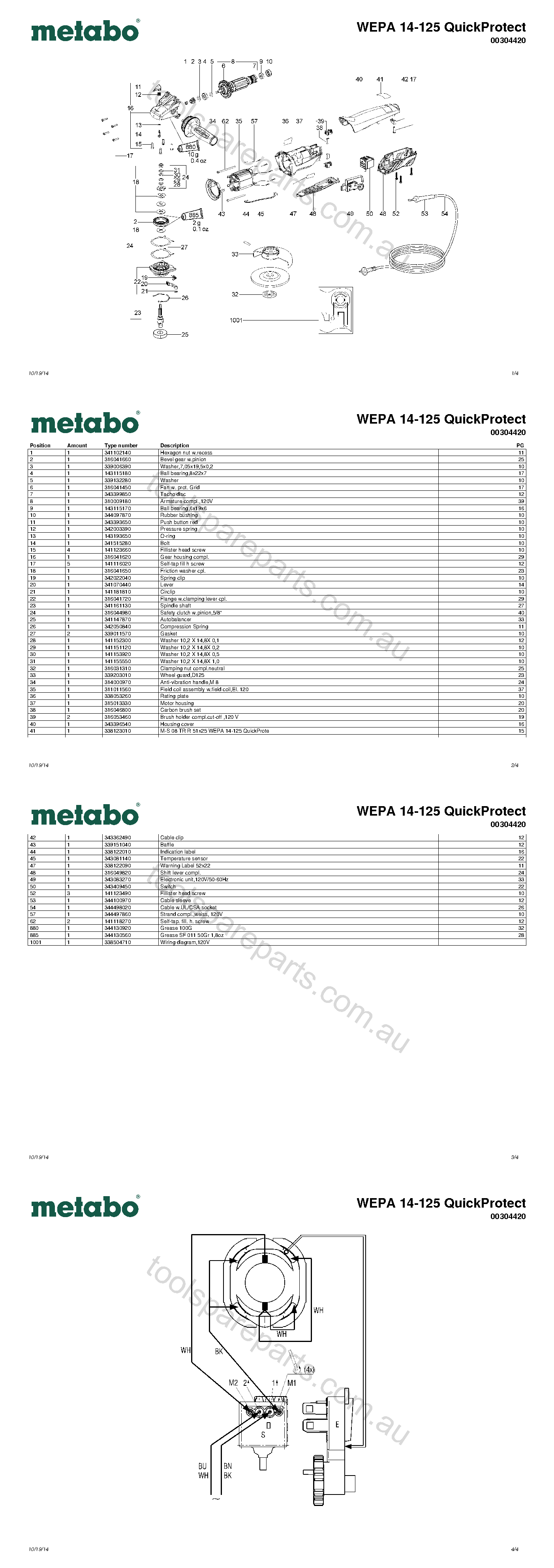 Metabo WEPA 14-125 QuickProtect 00304420  Diagram 1