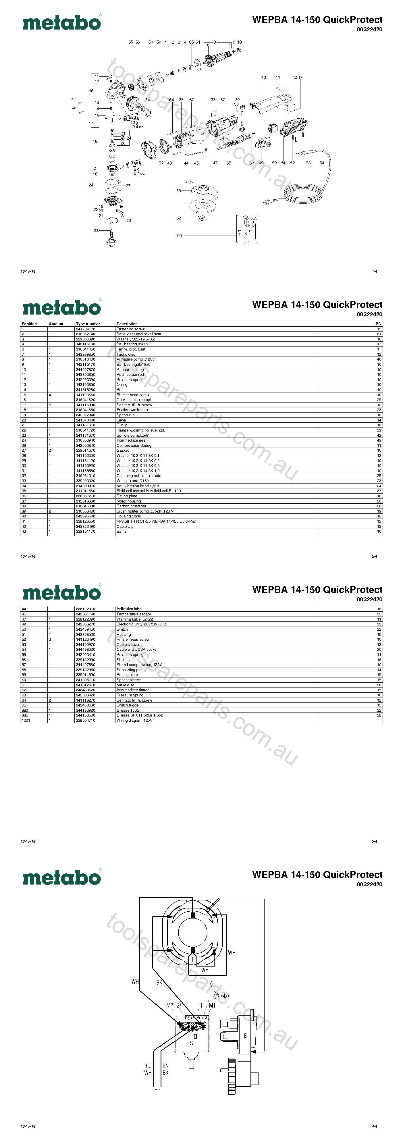Metabo WEPBA 14-150 QuickProtect 00322420  Diagram 1