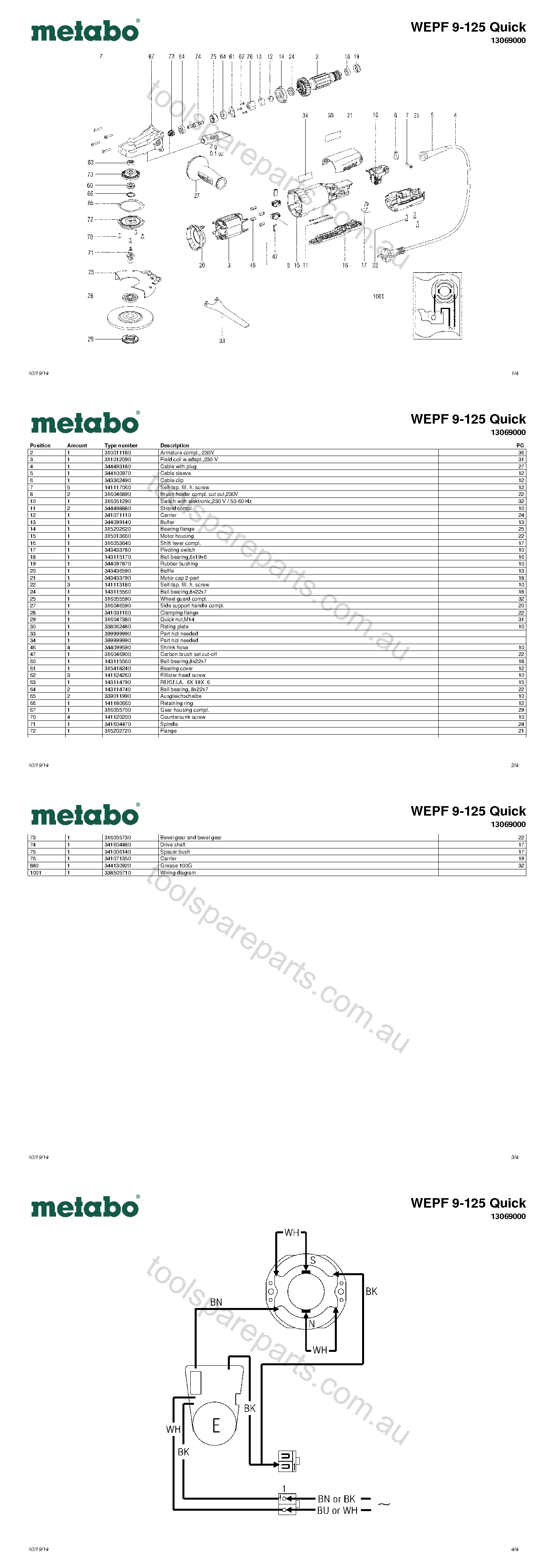 Metabo WEPF 9-125 Quick 13069000  Diagram 1