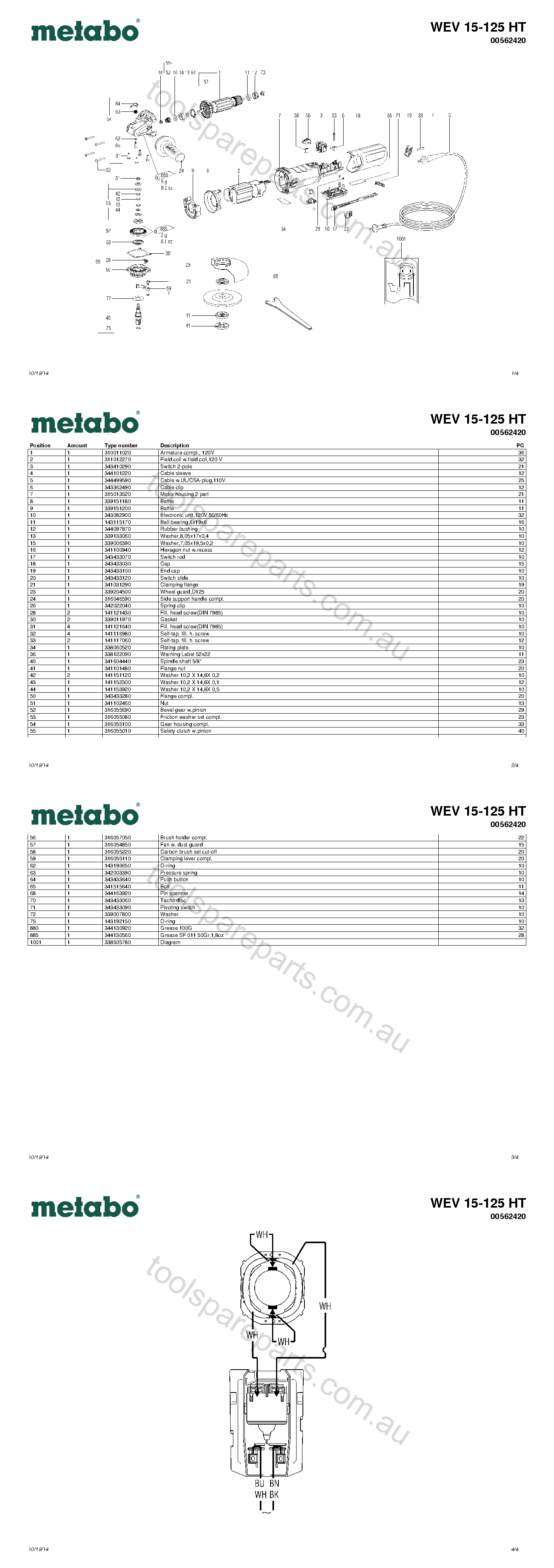 Metabo WEV 15-125 HT 00562420  Diagram 1