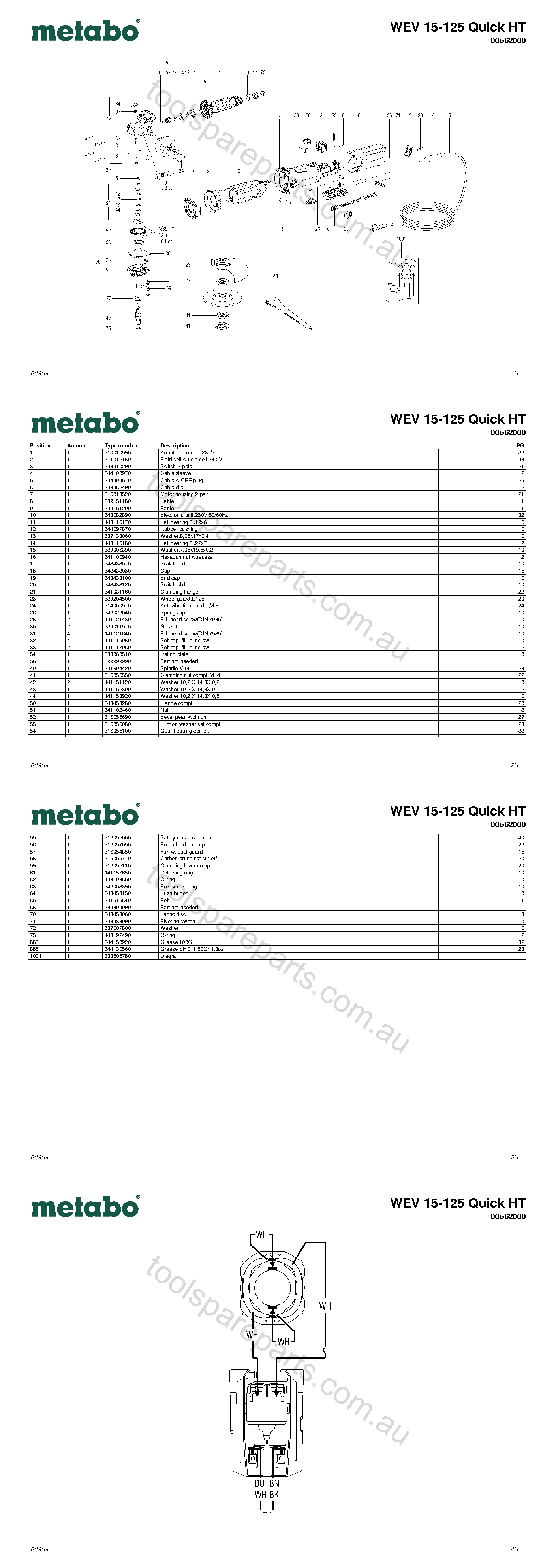 Metabo WEV 15-125 Quick HT 00562000  Diagram 1