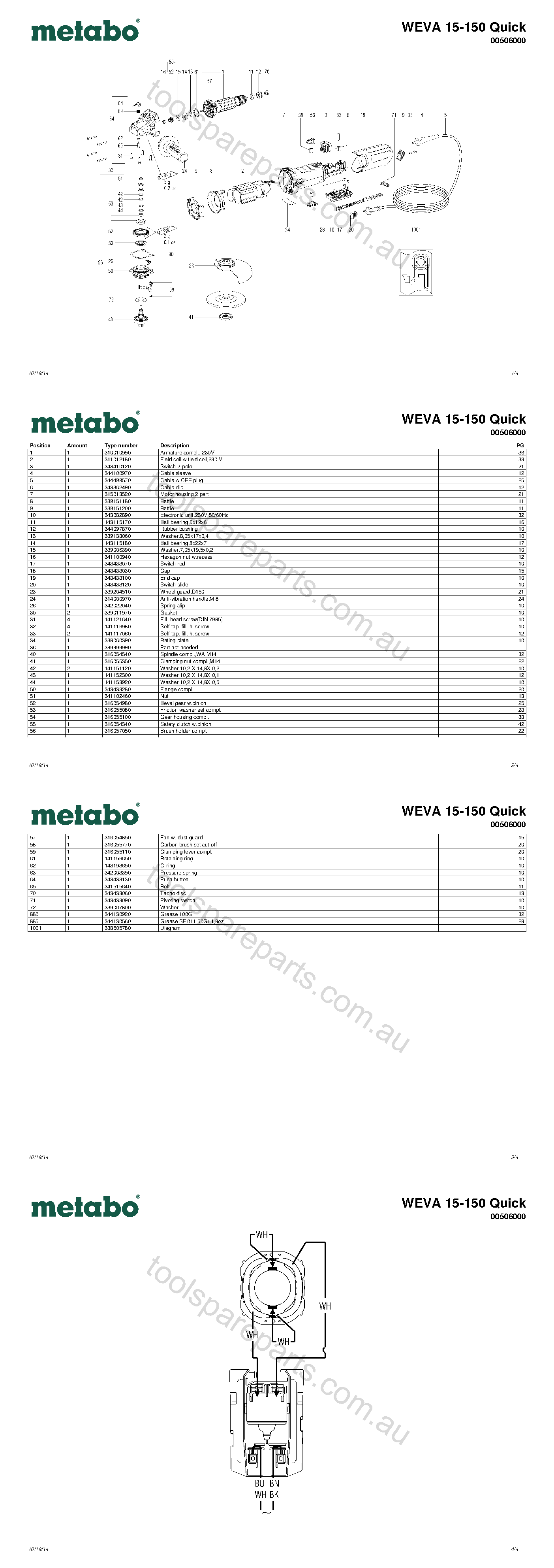 Metabo WEVA 15-150 Quick 00506000  Diagram 1