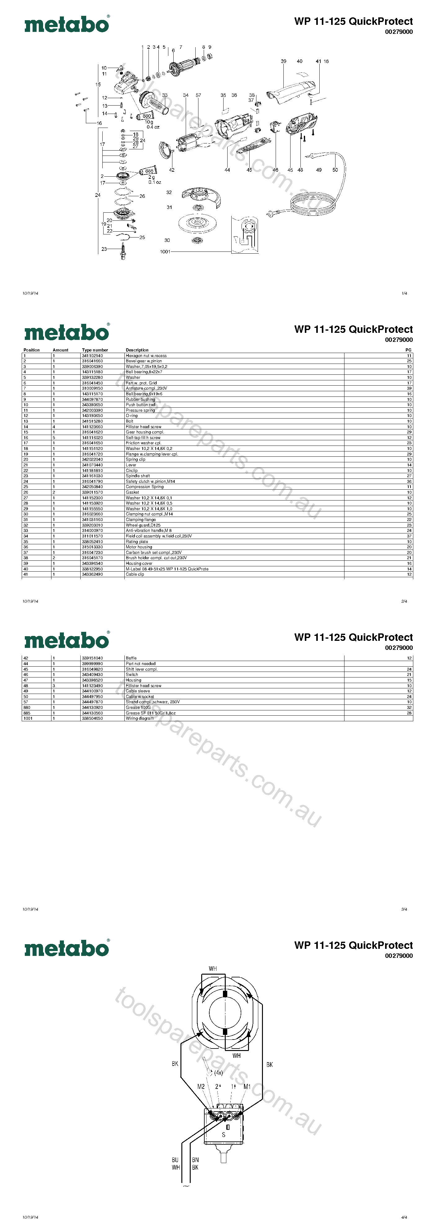 Metabo WP 11-125 QuickProtect 00279000  Diagram 1