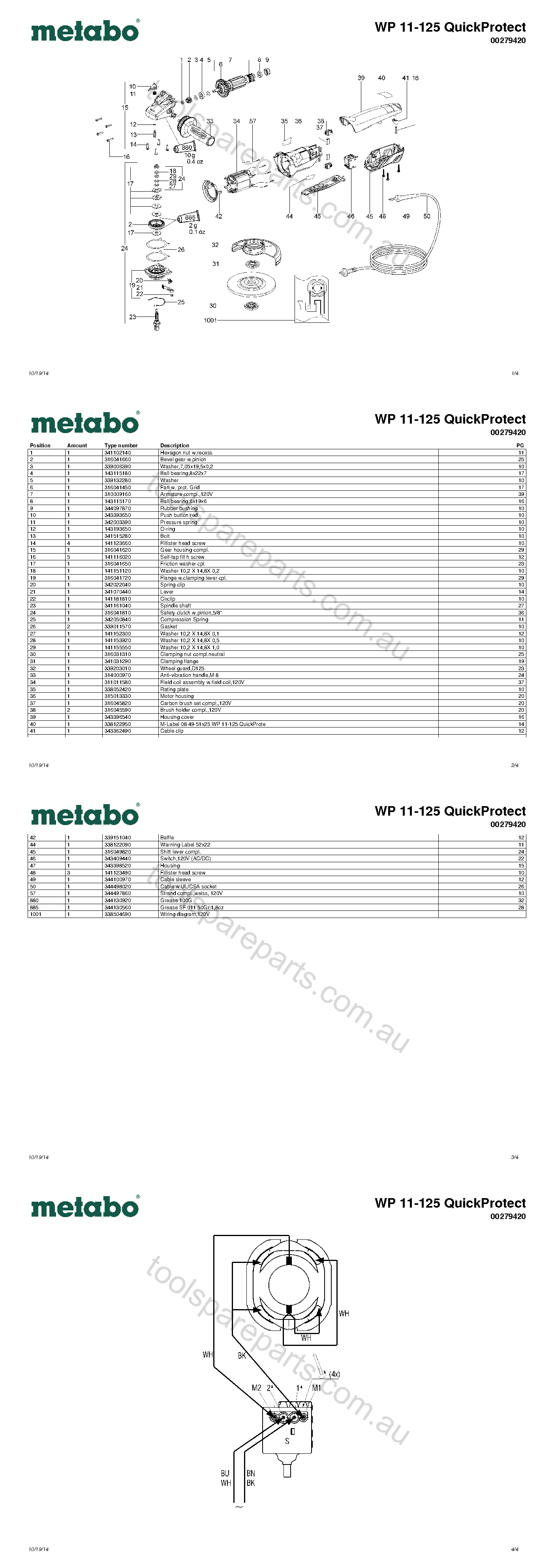 Metabo WP 11-125 QuickProtect 00279420  Diagram 1