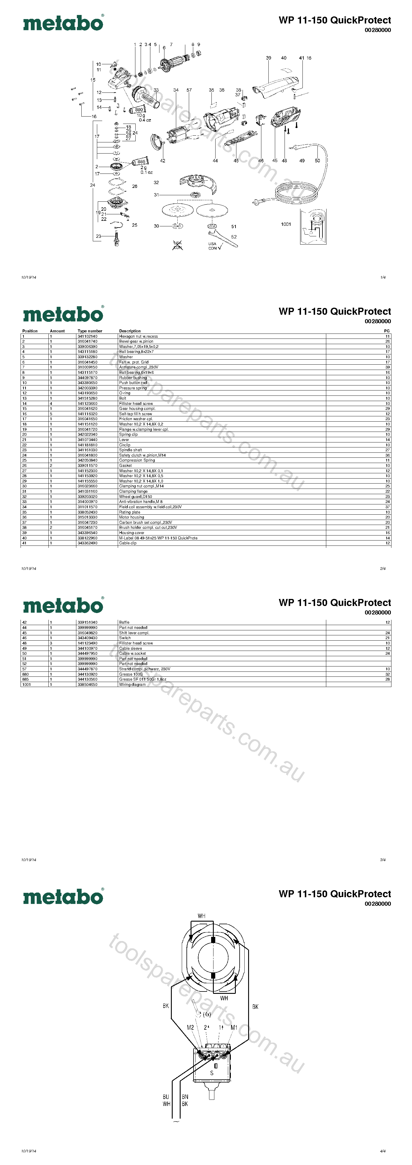 Metabo WP 11-150 QuickProtect 00280000  Diagram 1