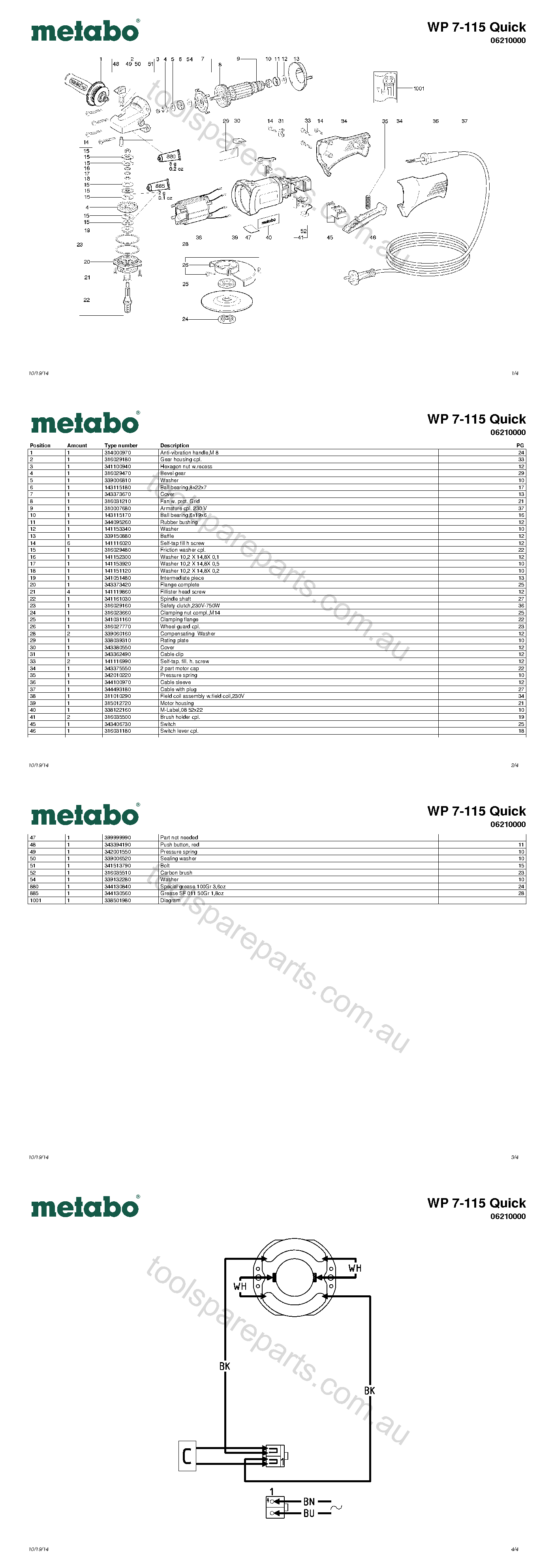 Metabo WP 7-115 Quick 06210000  Diagram 1
