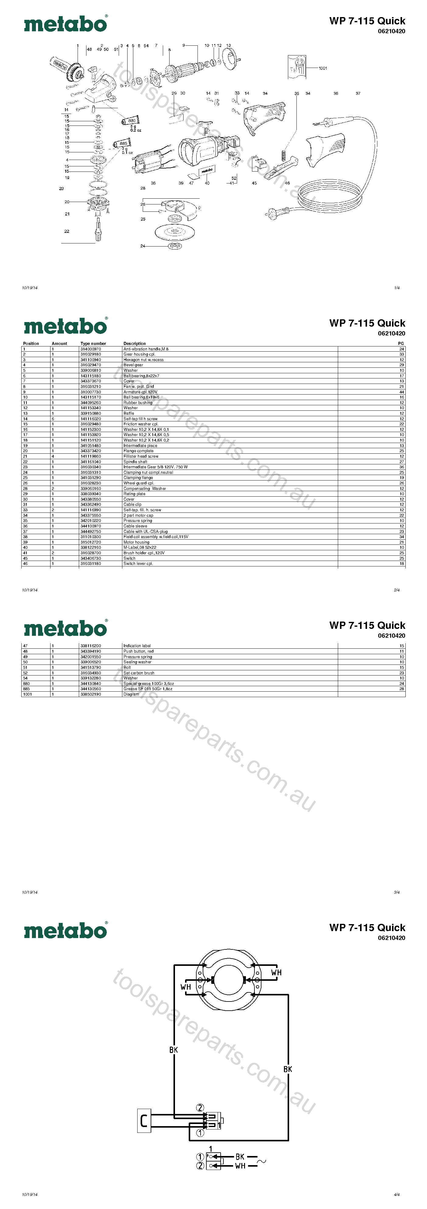 Metabo WP 7-115 Quick 06210420  Diagram 1