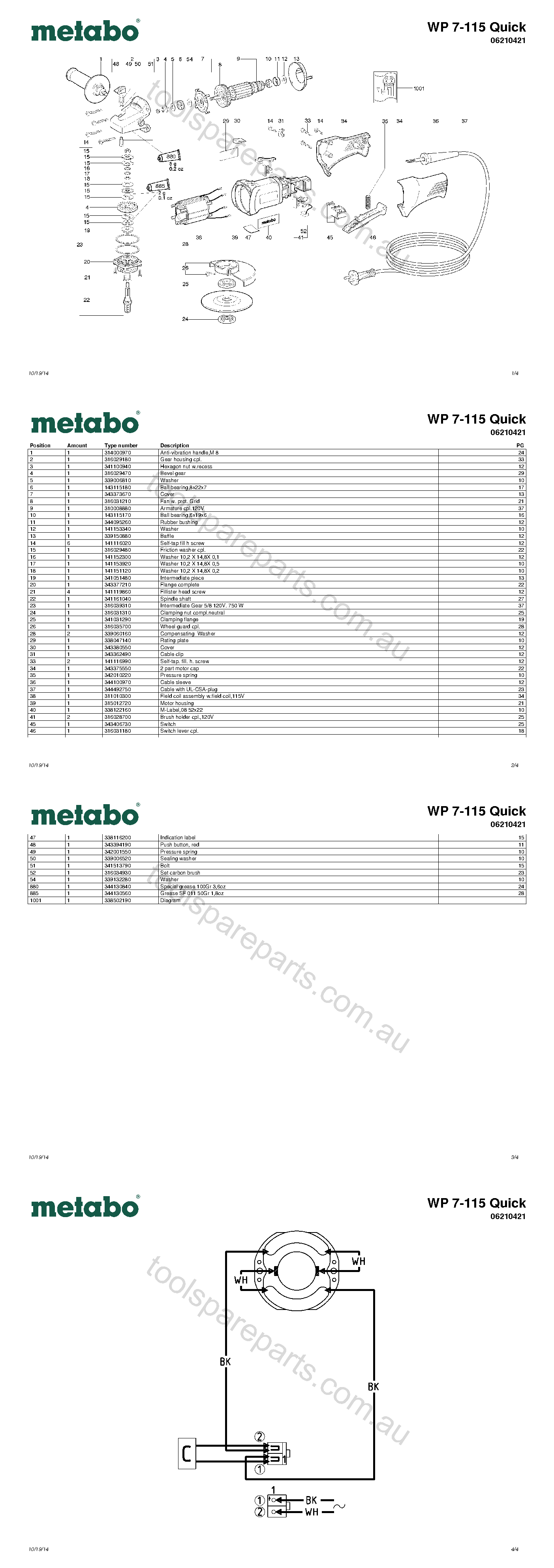 Metabo WP 7-115 Quick 06210421  Diagram 1