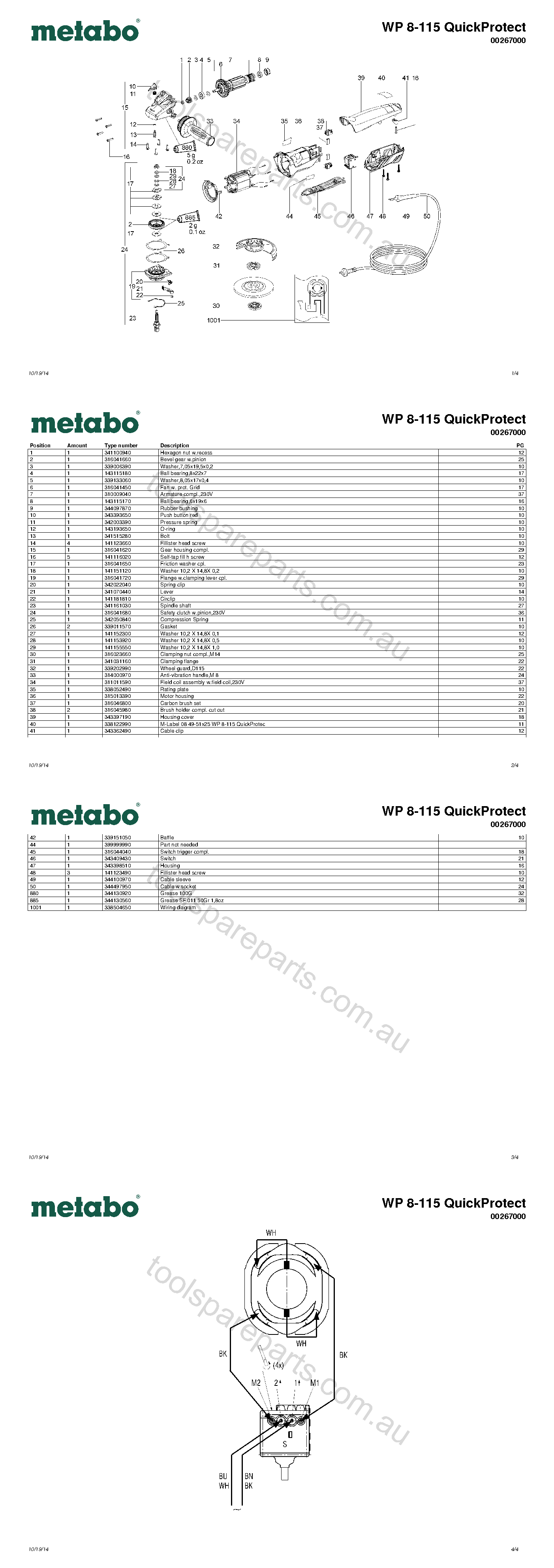 Metabo WP 8-115 QuickProtect 00267000  Diagram 1