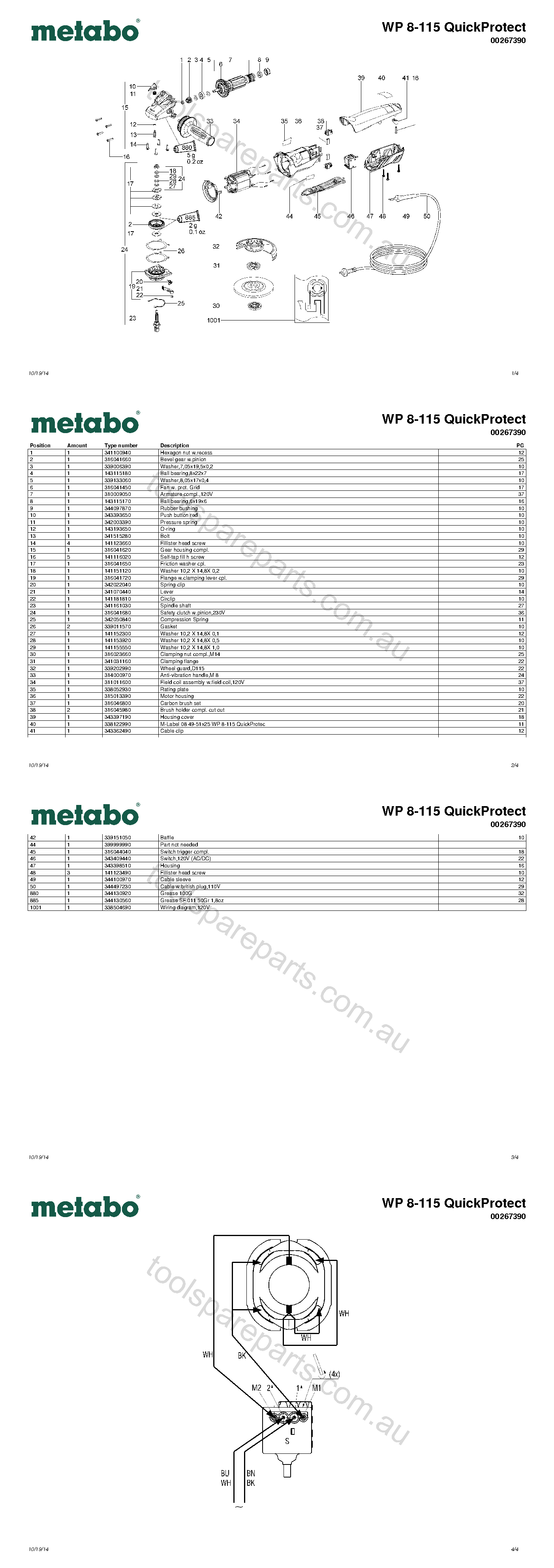 Metabo WP 8-115 QuickProtect 00267390  Diagram 1