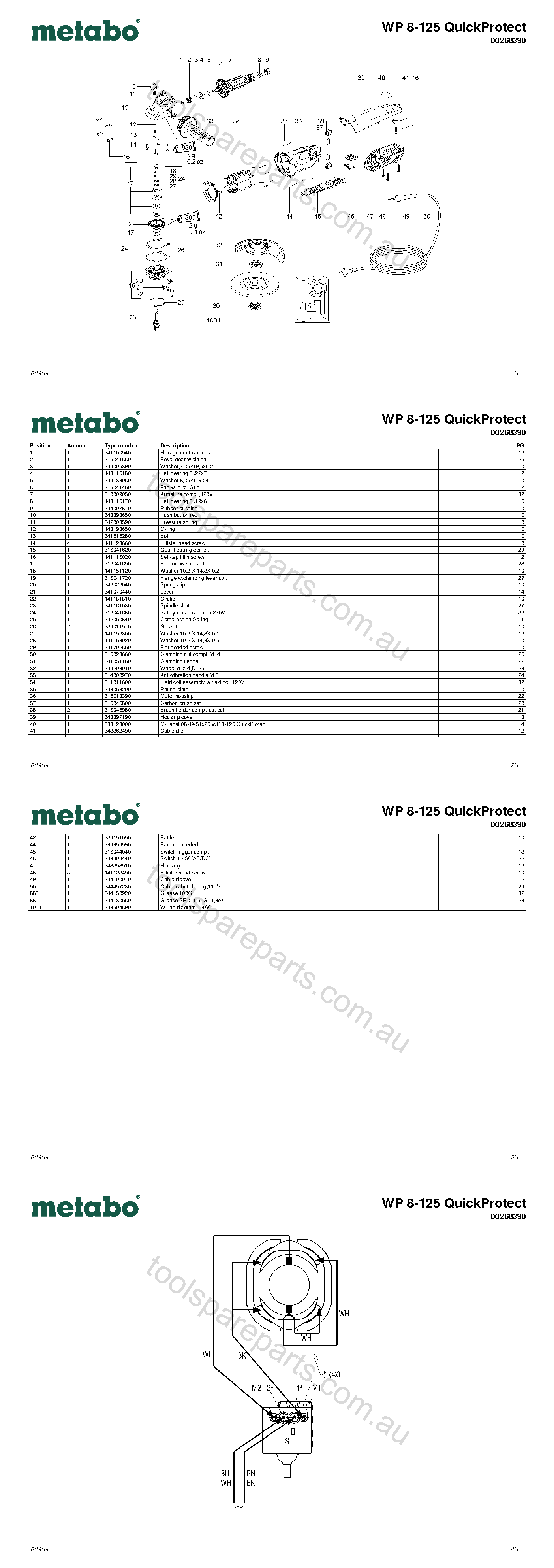 Metabo WP 8-125 QuickProtect 00268390  Diagram 1