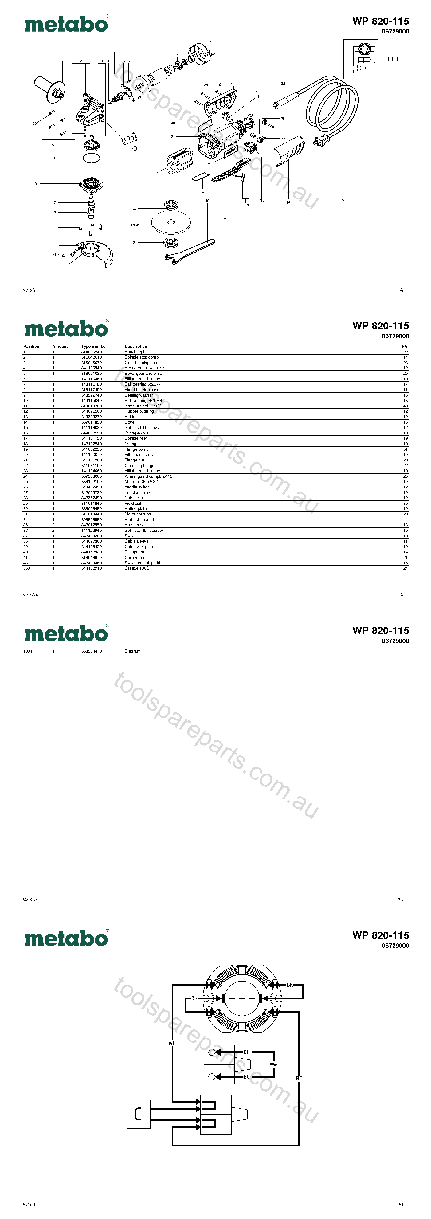 Metabo WP 820-115 06729000  Diagram 1