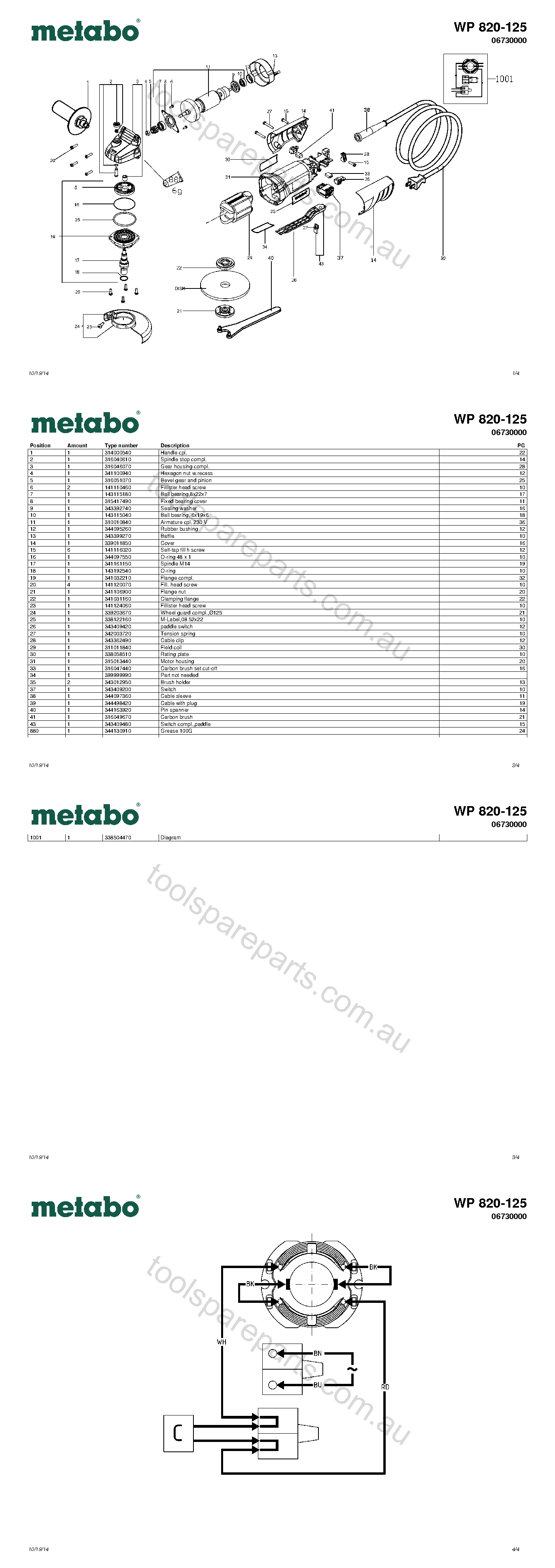 Metabo WP 820-125 06730000  Diagram 1