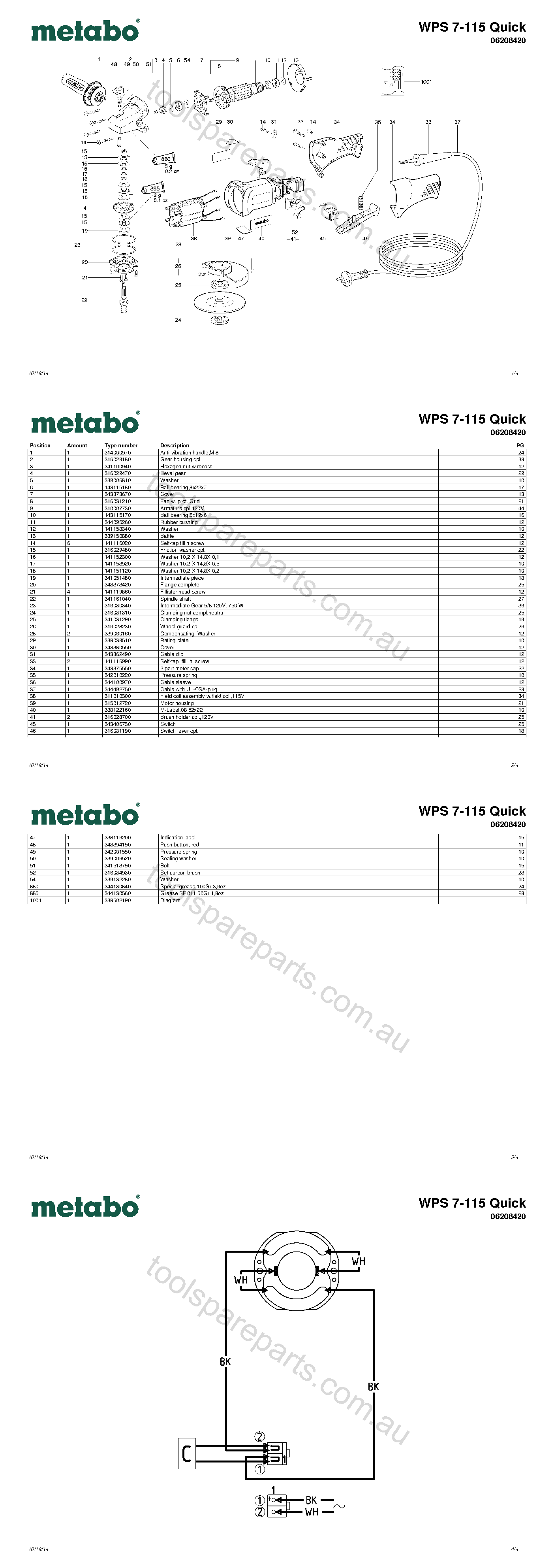 Metabo WPS 7-115 Quick 06208420  Diagram 1