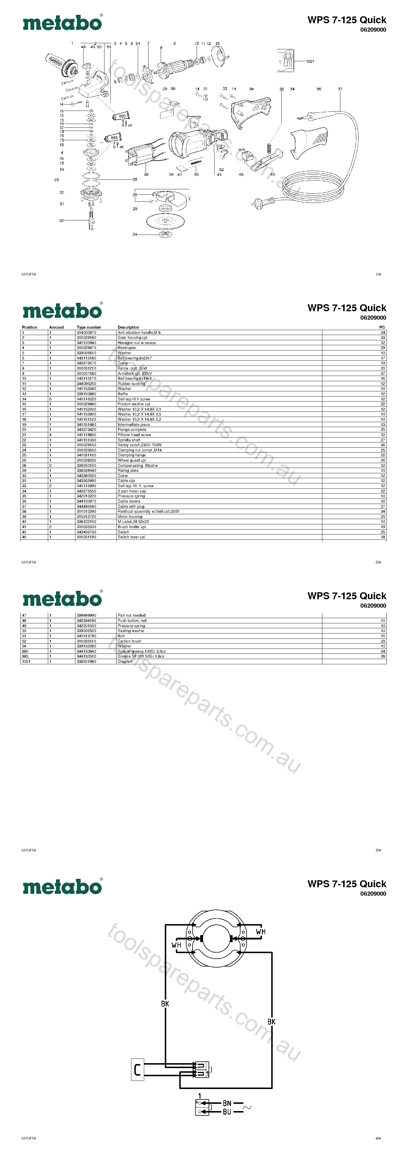 Metabo WPS 7-125 Quick 06209000  Diagram 1