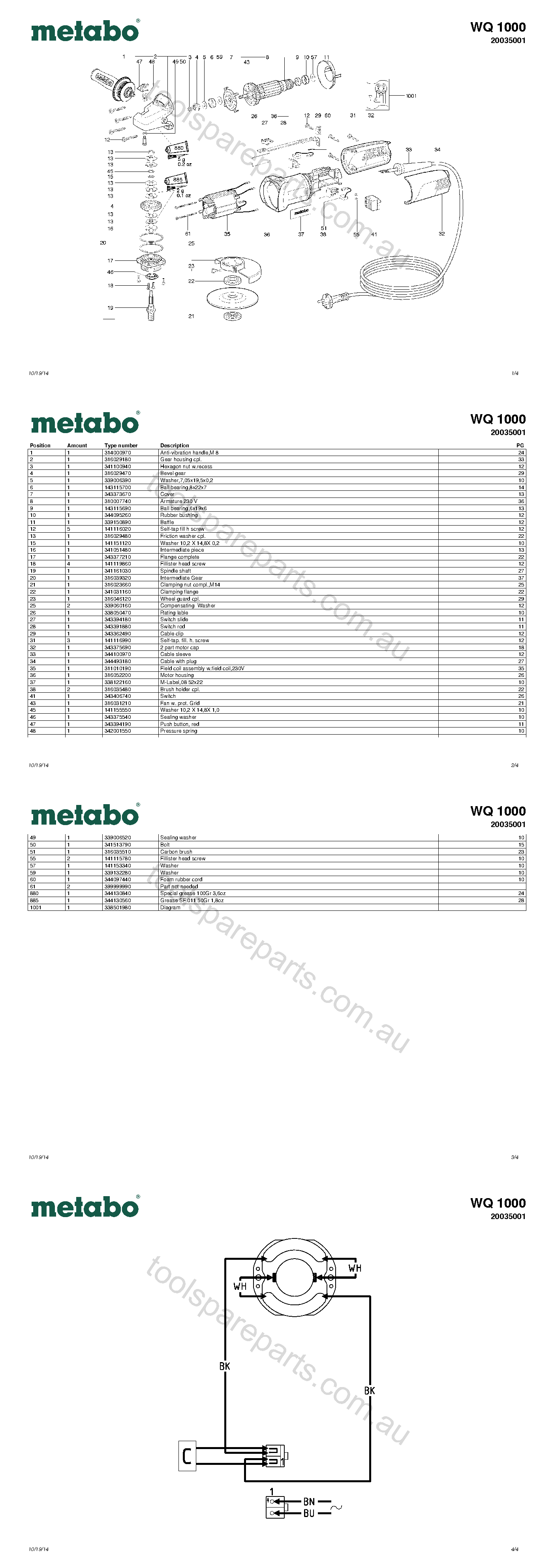 Metabo WQ 1000 20035001  Diagram 1