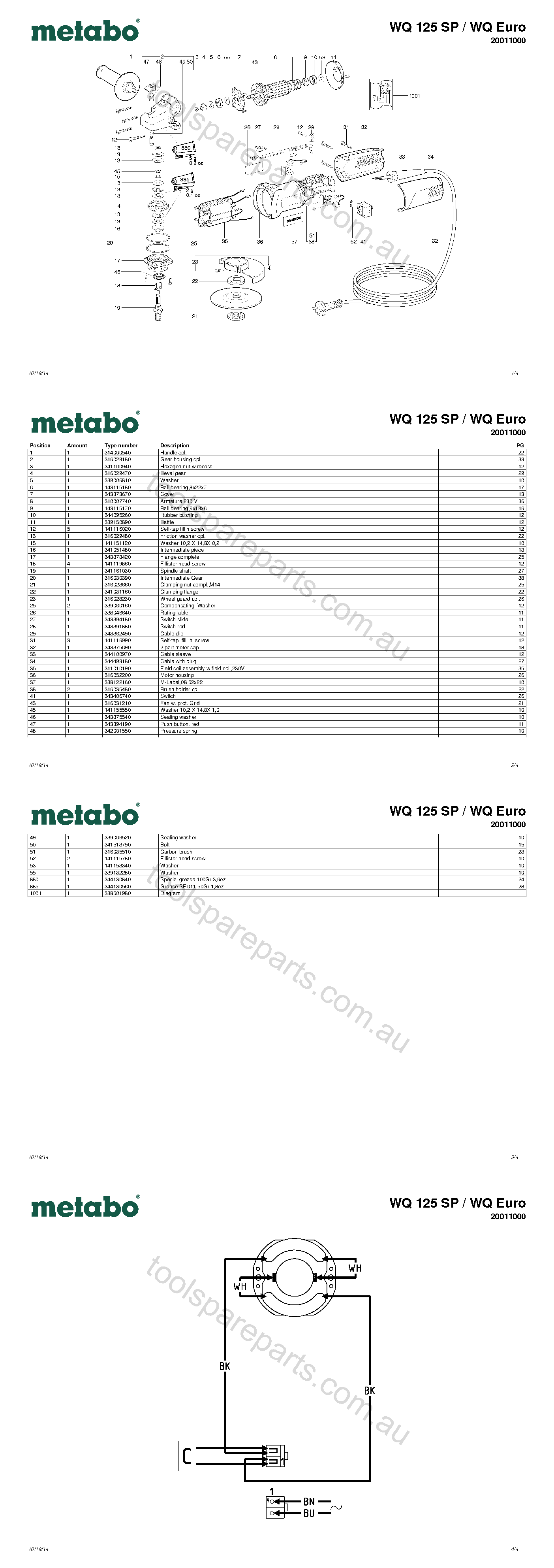 Metabo WQ 125 SP / WQ Euro 20011000  Diagram 1