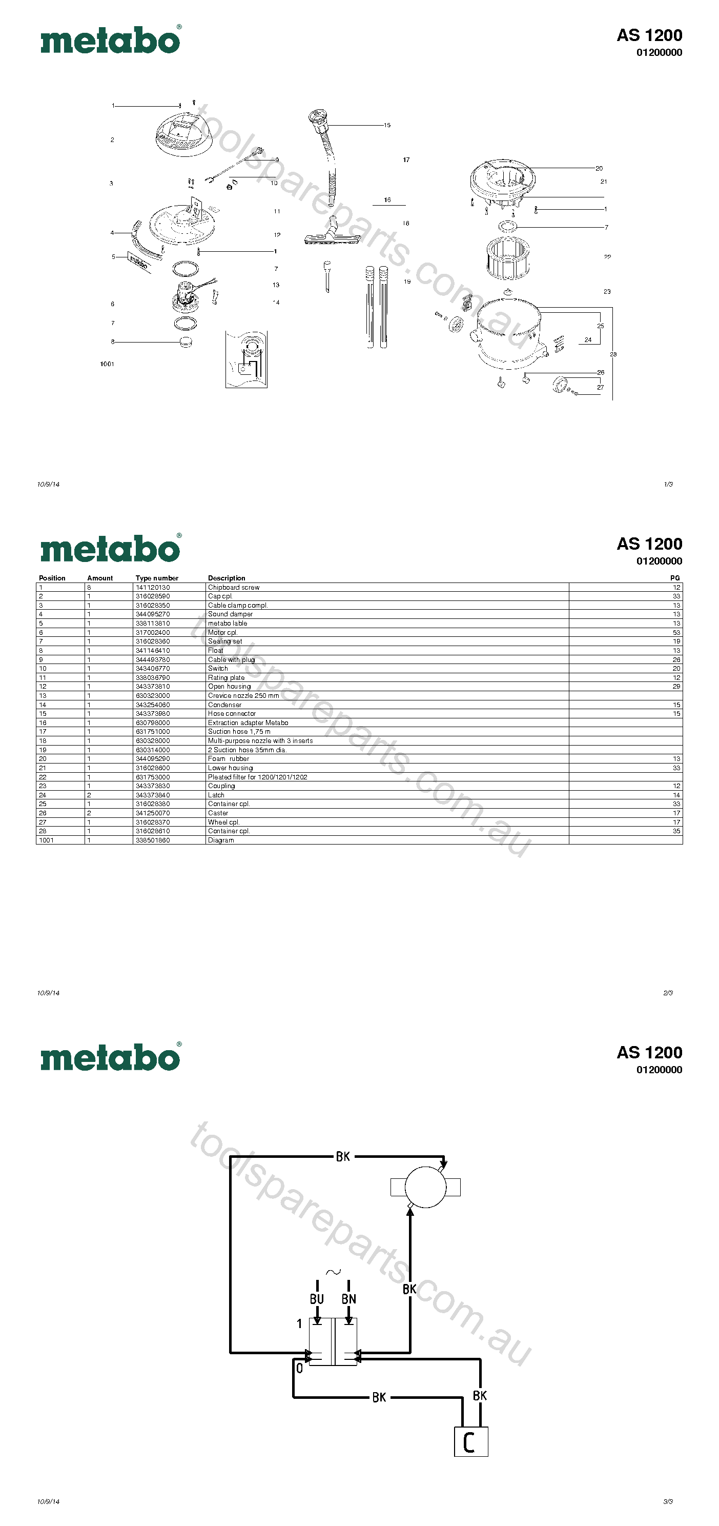 Metabo AS 1200 01200000  Diagram 1