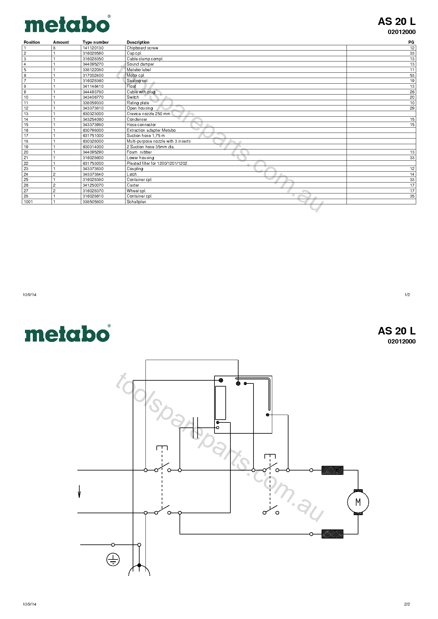 Metabo AS 20 L 02012000  Diagram 1