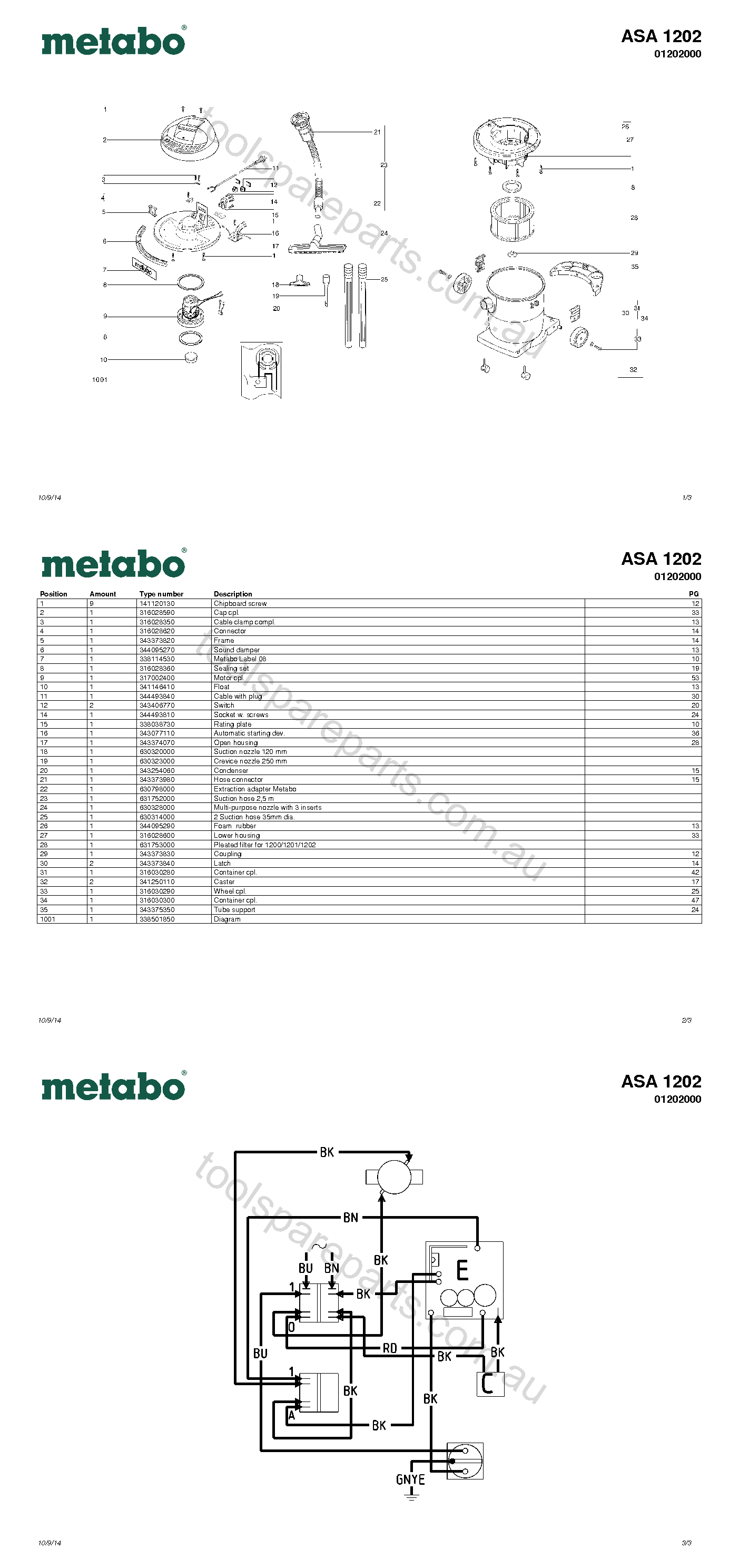 Metabo ASA 1202 01202000  Diagram 1