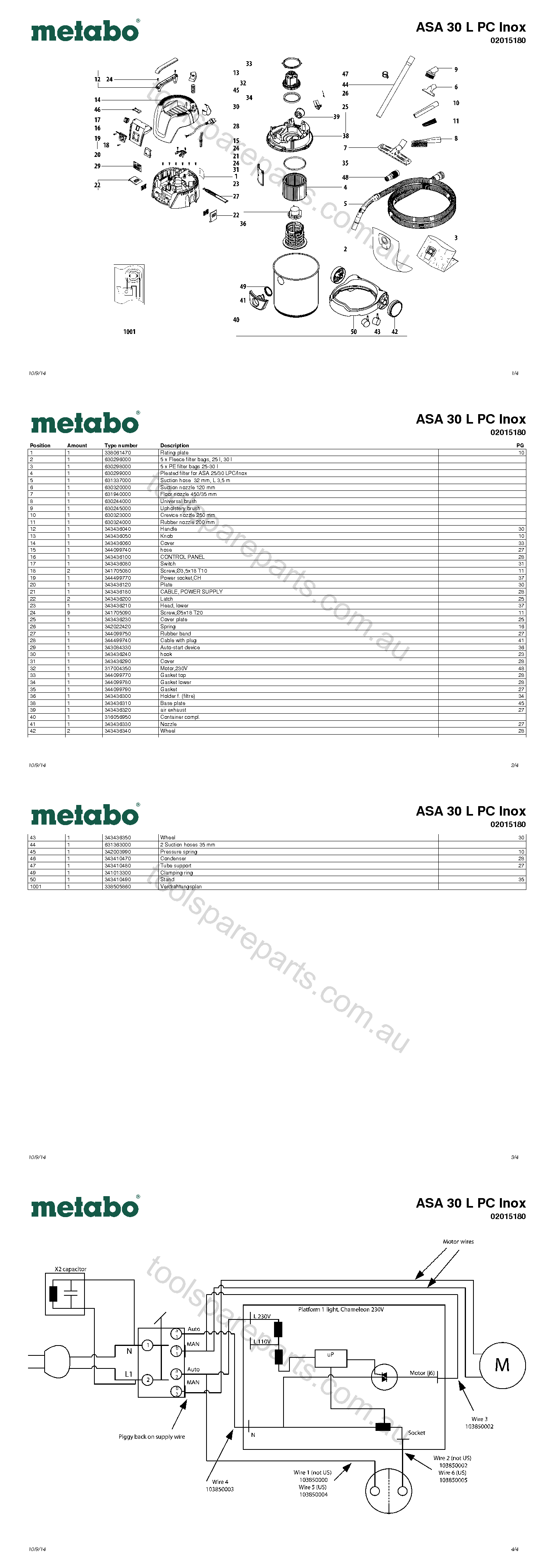 Metabo ASA 30 L PC Inox 02015180  Diagram 1
