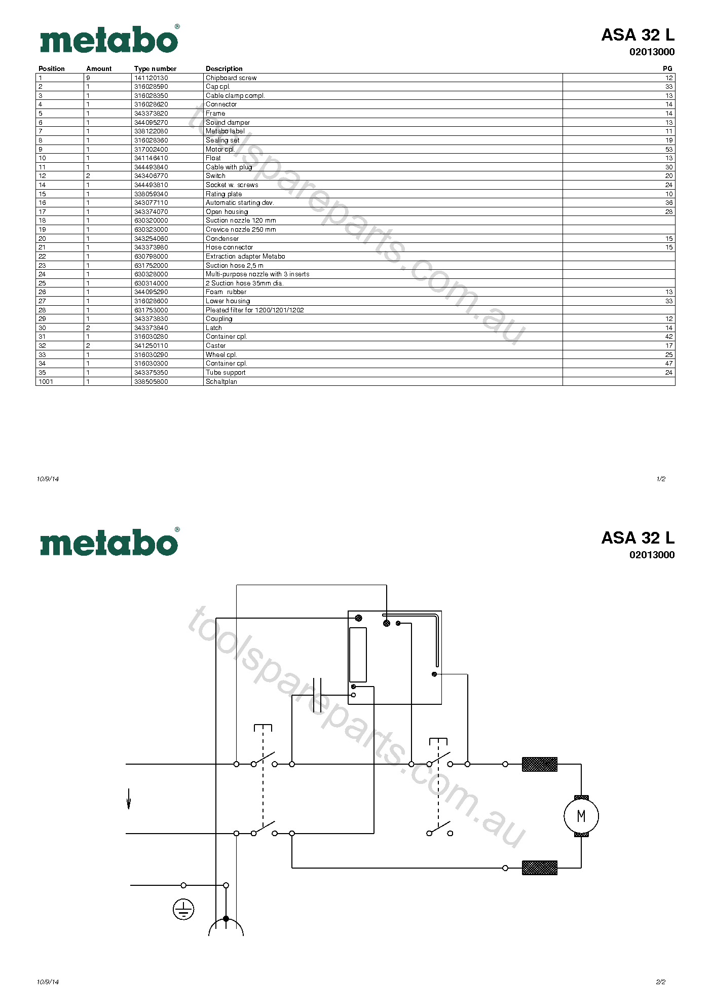 Metabo ASA 32 L 02013000  Diagram 1