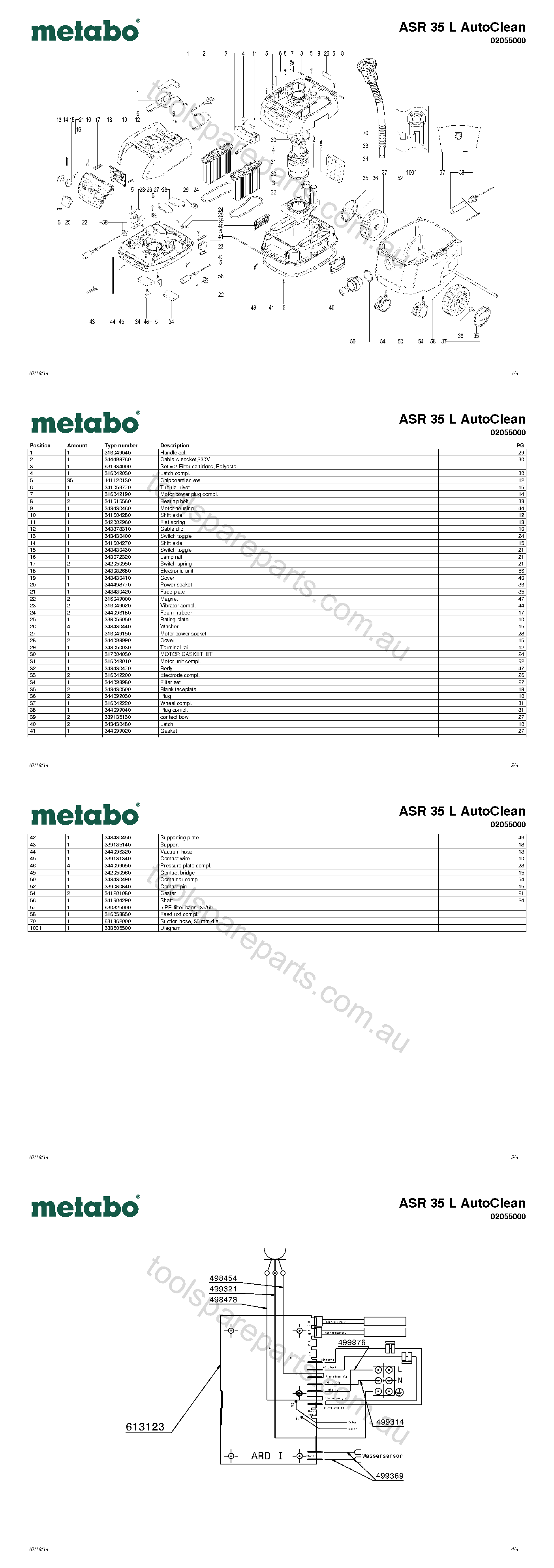 Metabo ASR 35 L AutoClean 02055000  Diagram 1