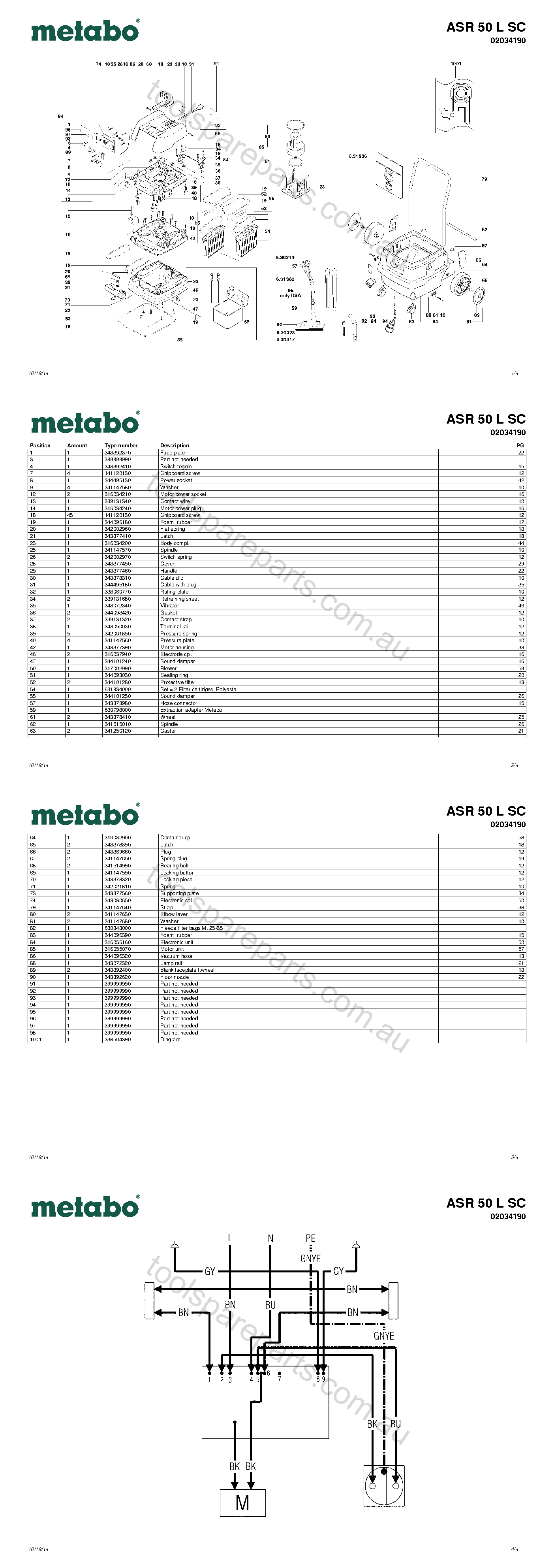 Metabo ASR 50 L SC 02034190  Diagram 1