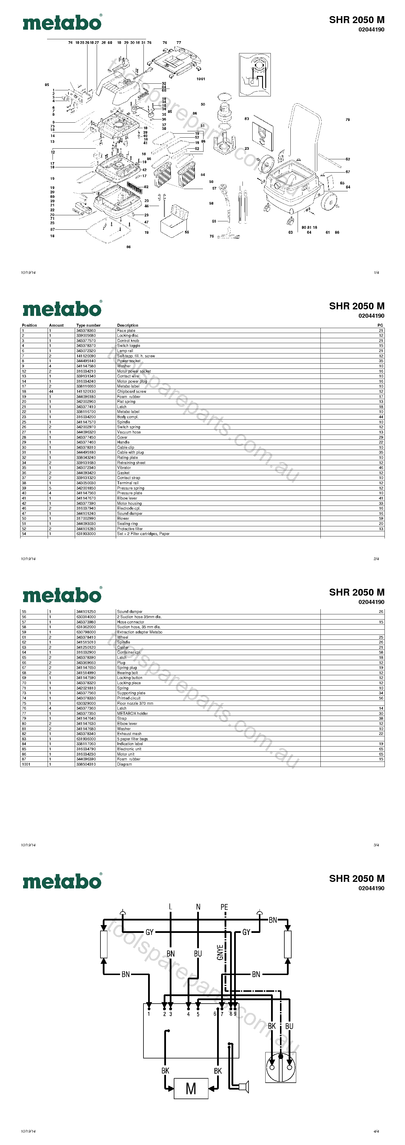 Metabo SHR 2050 M 02044190  Diagram 1