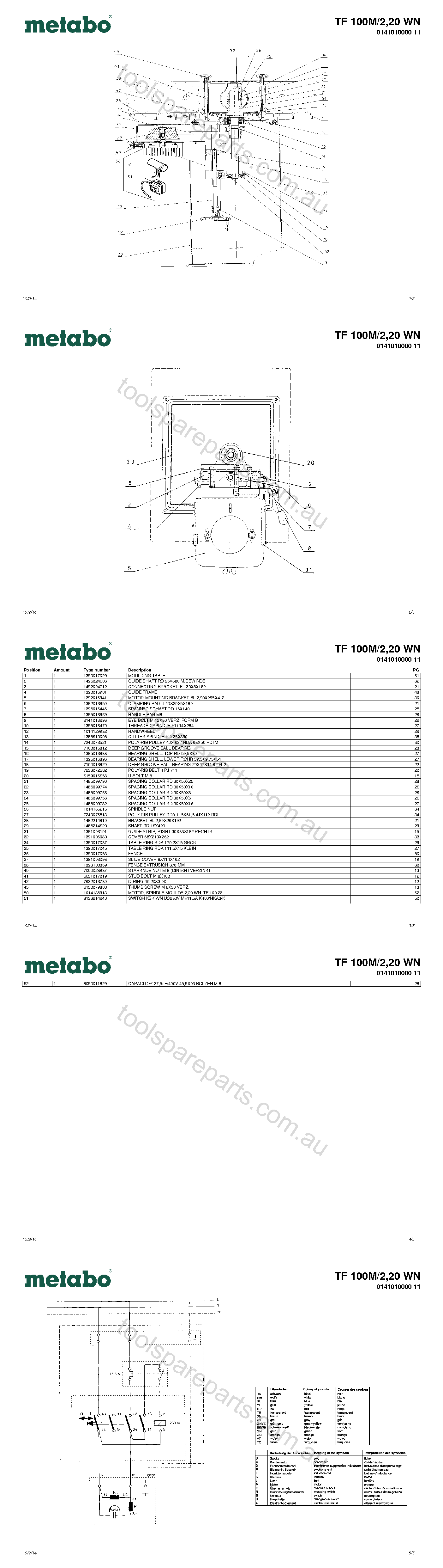 Metabo TF 100M/2,20 WN 0141010000 11  Diagram 1
