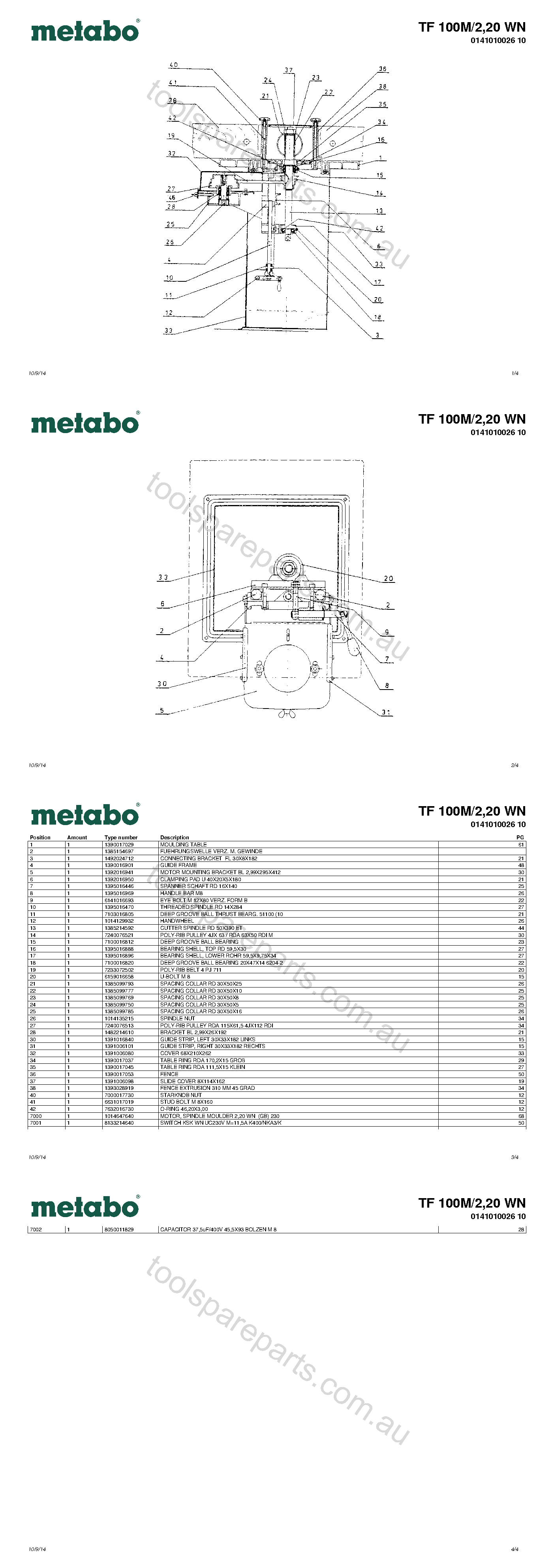 Metabo TF 100M/2,20 WN 0141010026 10  Diagram 1