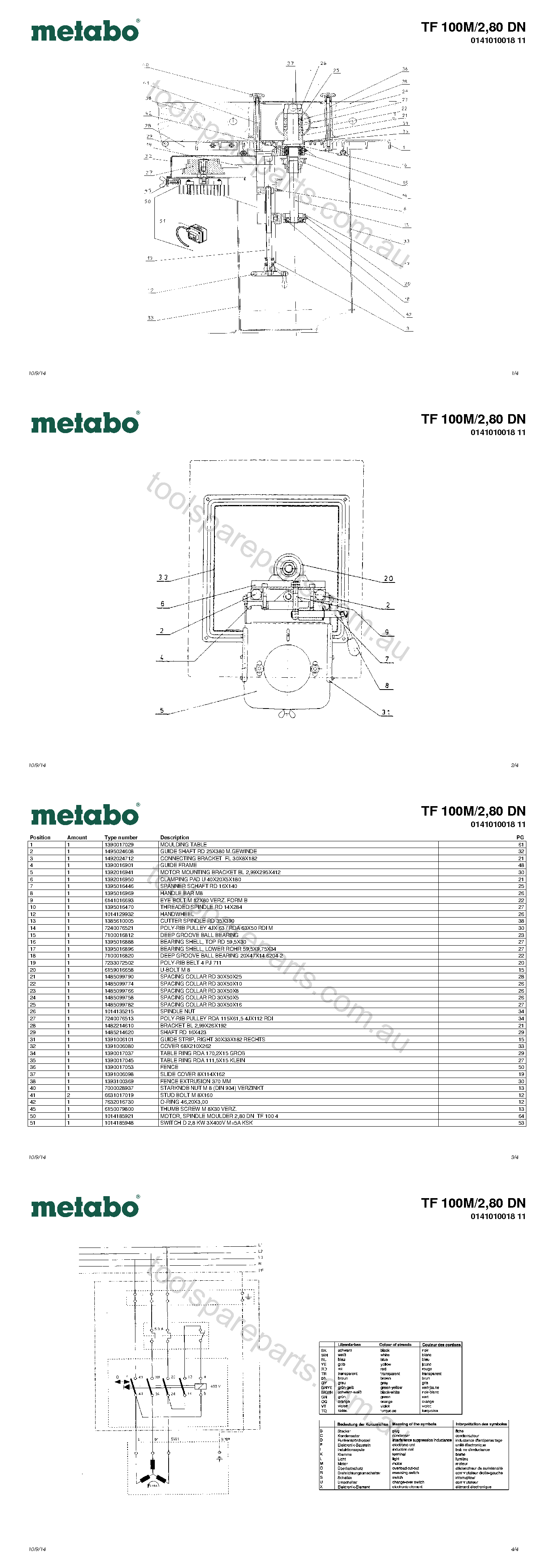 Metabo TF 100M/2,80 DN 0141010018 11  Diagram 1